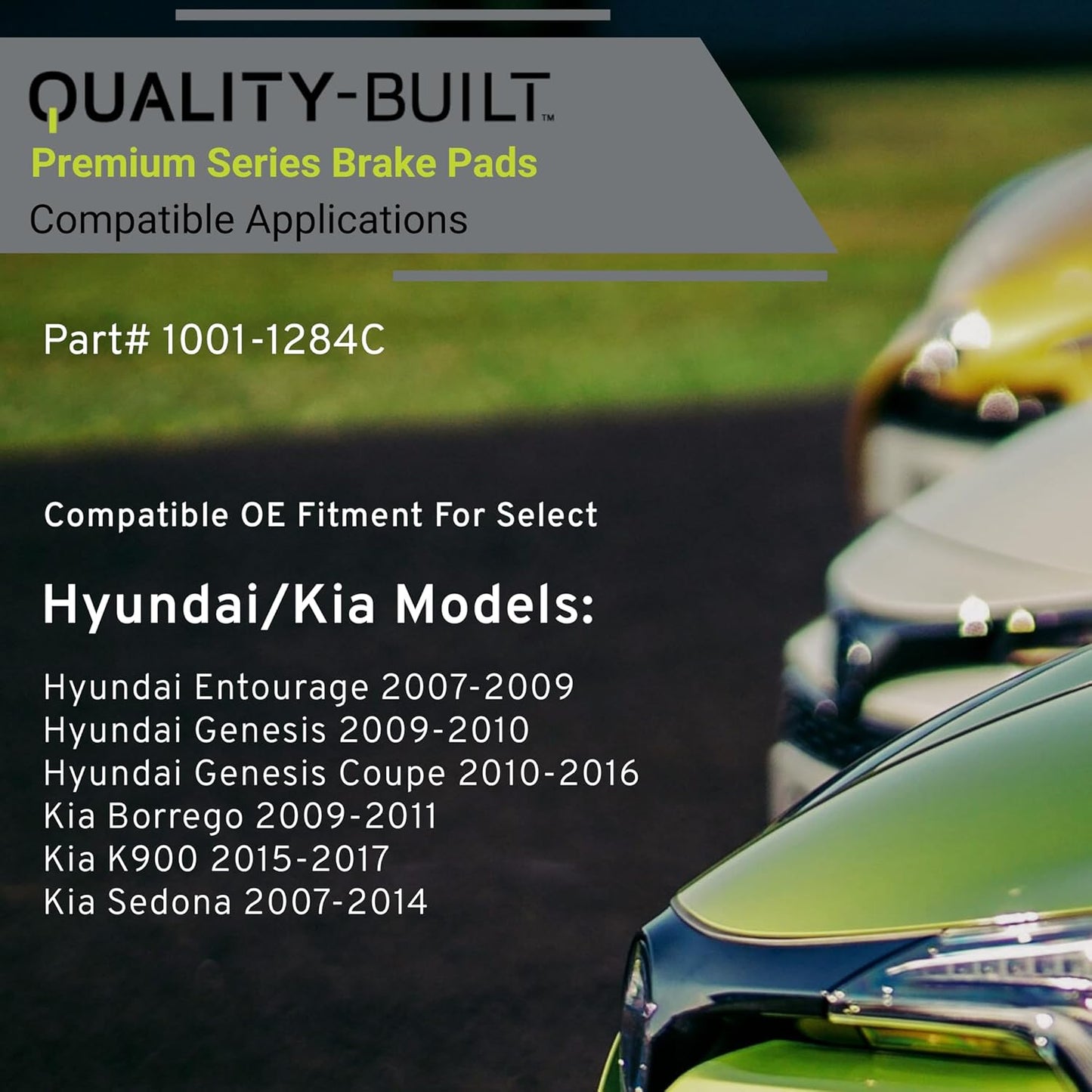 Premium Ceramic Rear Brake Pads (1001-1284C) Compatible with 2007-2017 Hyundai/Kia (Borrego/Entourage/Genesis/Genesis Coupe/K900/Sedona)