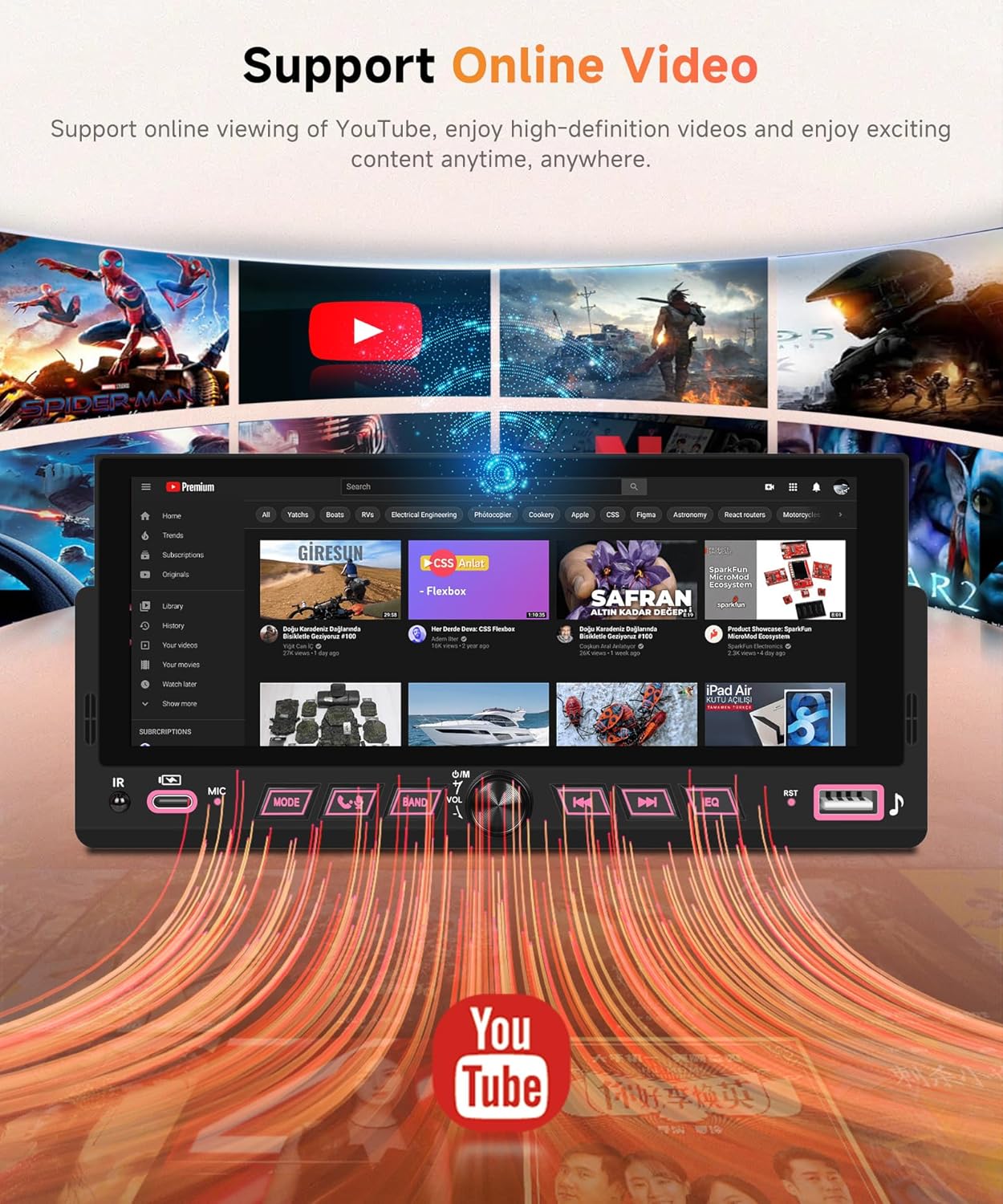 Car Stereo Single Din Wireless Carplay 6.86 inch Touch Screen Android Auto, Rimoody Car Radio with Bluetooth 5.2 Mirror Link FM/EQ USB/AUX/TF/SWC/MIC Car Audio Receiver with Backup Camera