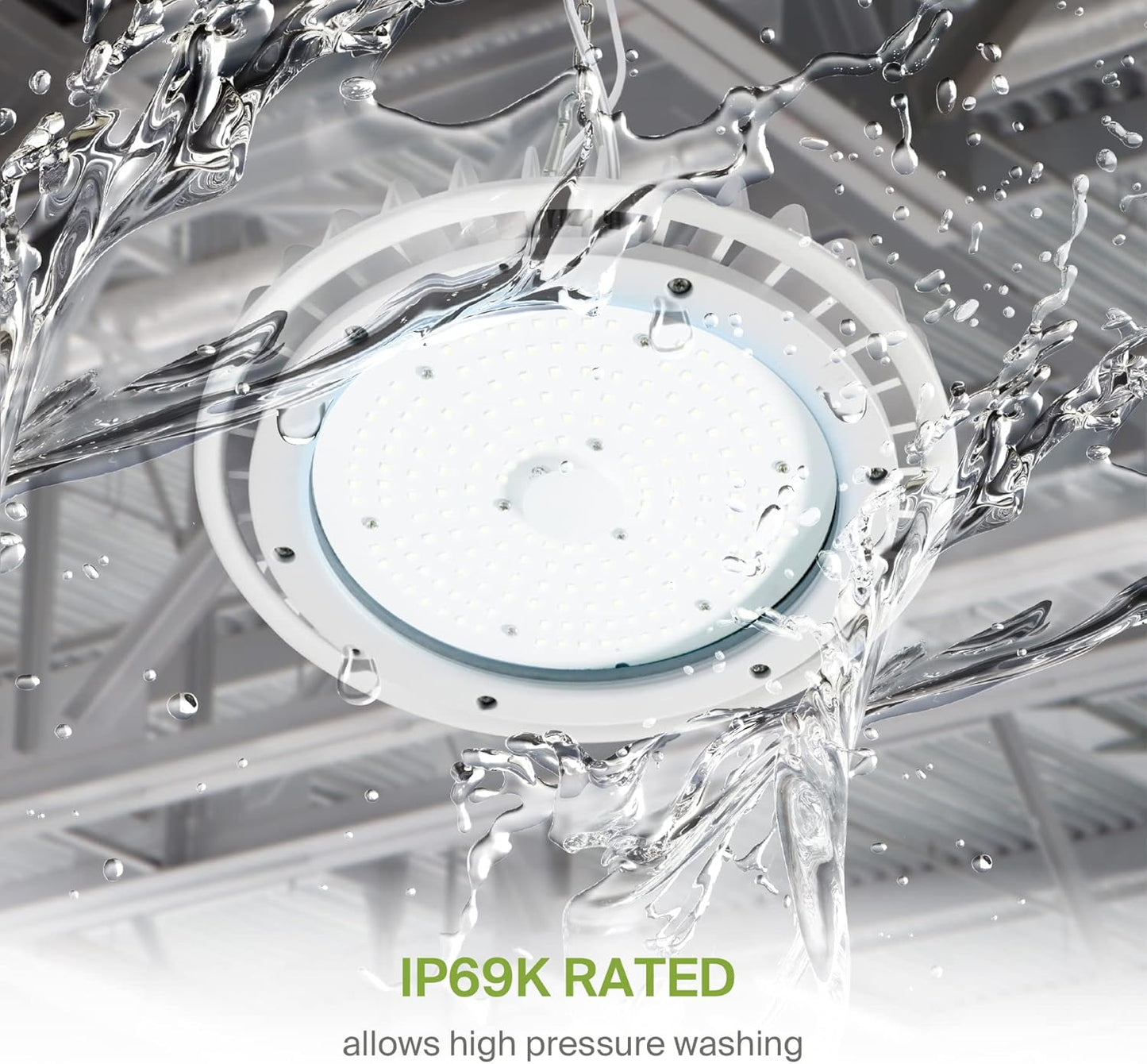 ASD LED High Bay UFO Light Fixture, Commercial Shop Lighting | Dimmable, IP69K Waterproof, DLC Premium, UL Listed | 200W 29600LM 5000K 100-277V | Warehouse, Garage, Workshop, Barn Lamp | White