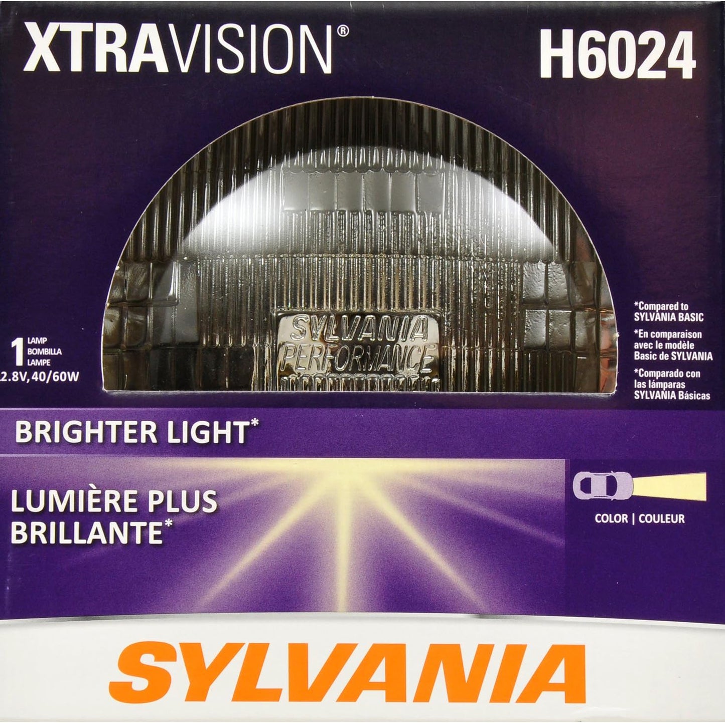 SYLVANIA H6024 XtraVision Halogen Sealed Beam Headlight (7" Round) PAR56, (Contains 1 Bulb) - H6024XV.BX