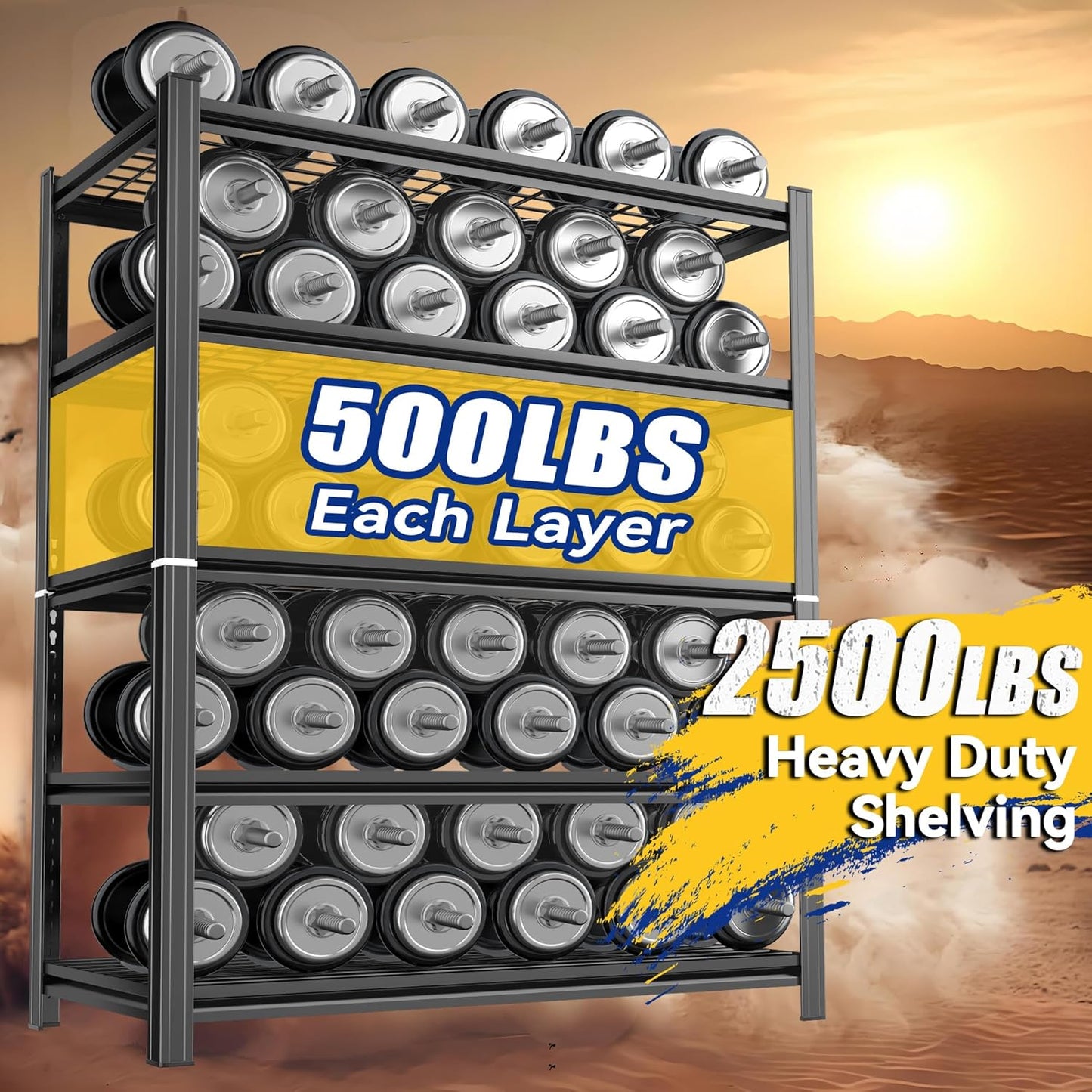 Garage Shelving,Heavy Duty 5-Tier Wire Shelving Unit - 72" H x 35.4" W x 15.7" D, 2500 lbs Load Capacity Storage Shelves,Adjustable Metal Shelves for Garage, Kitchen, and Pantry Storage