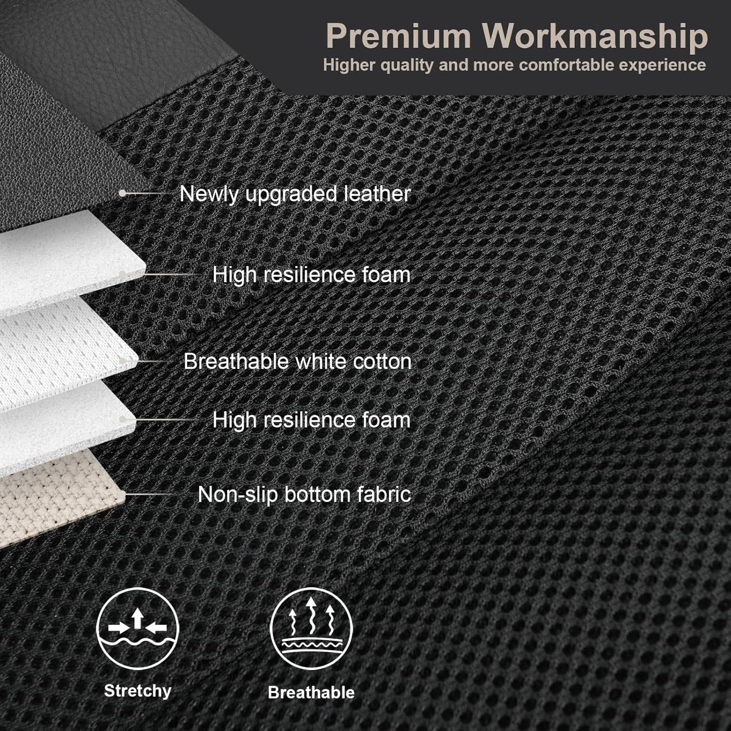 GIANT PANDA Fit Kia Sportage Forte Telluride Sorento Seltos Soul K5 NIRO Carnival Front Car Seat Cover, 3D Air Mesh Breathable Seat Protector, Black(2-Pack)