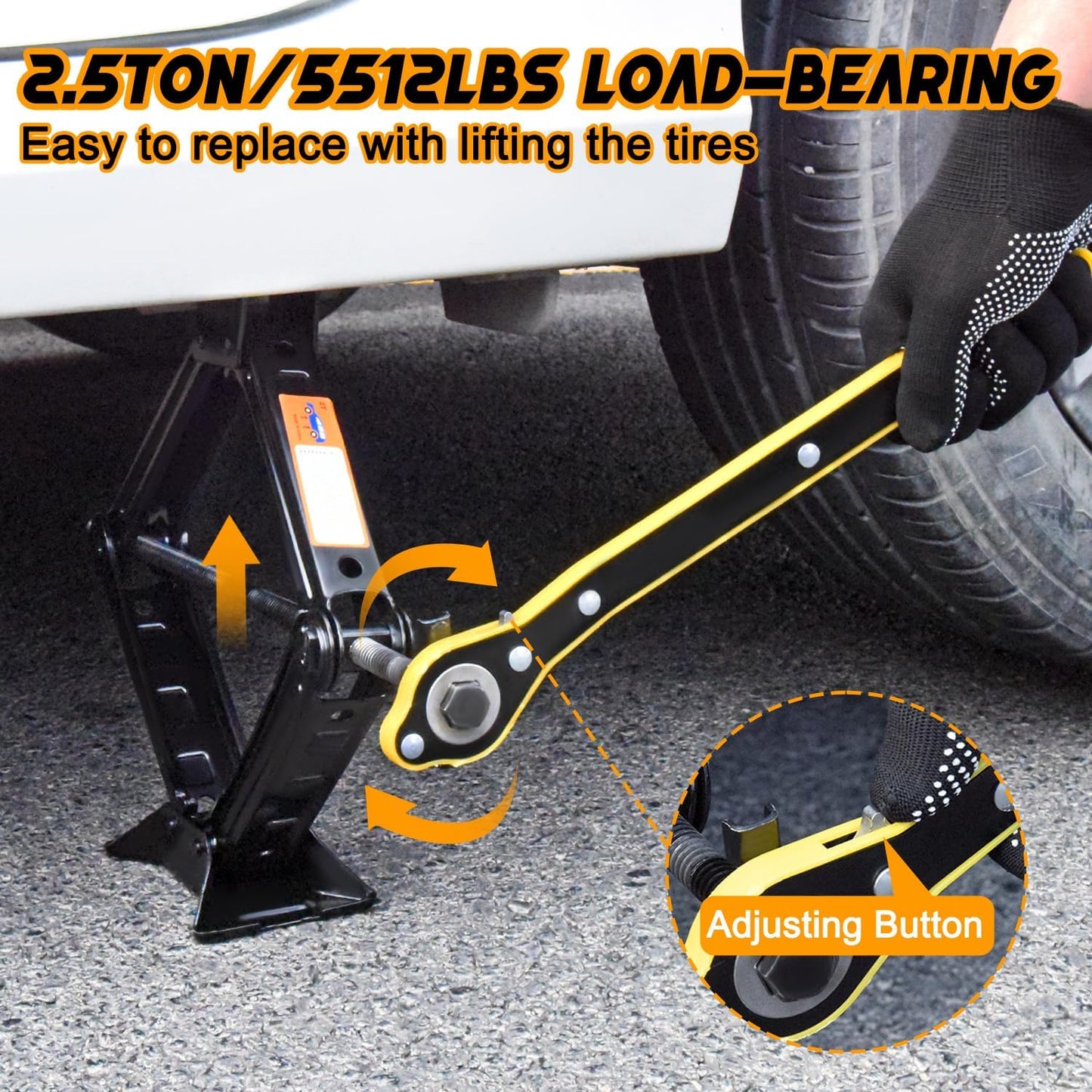 Car Jack Kit Scissor Jack for Car 2.5 Ton (5511 lbs) Tire Jack Tool Kit Universal Car Emergency Kit with Lug Wrench Tire Changing Kit for Car SUV