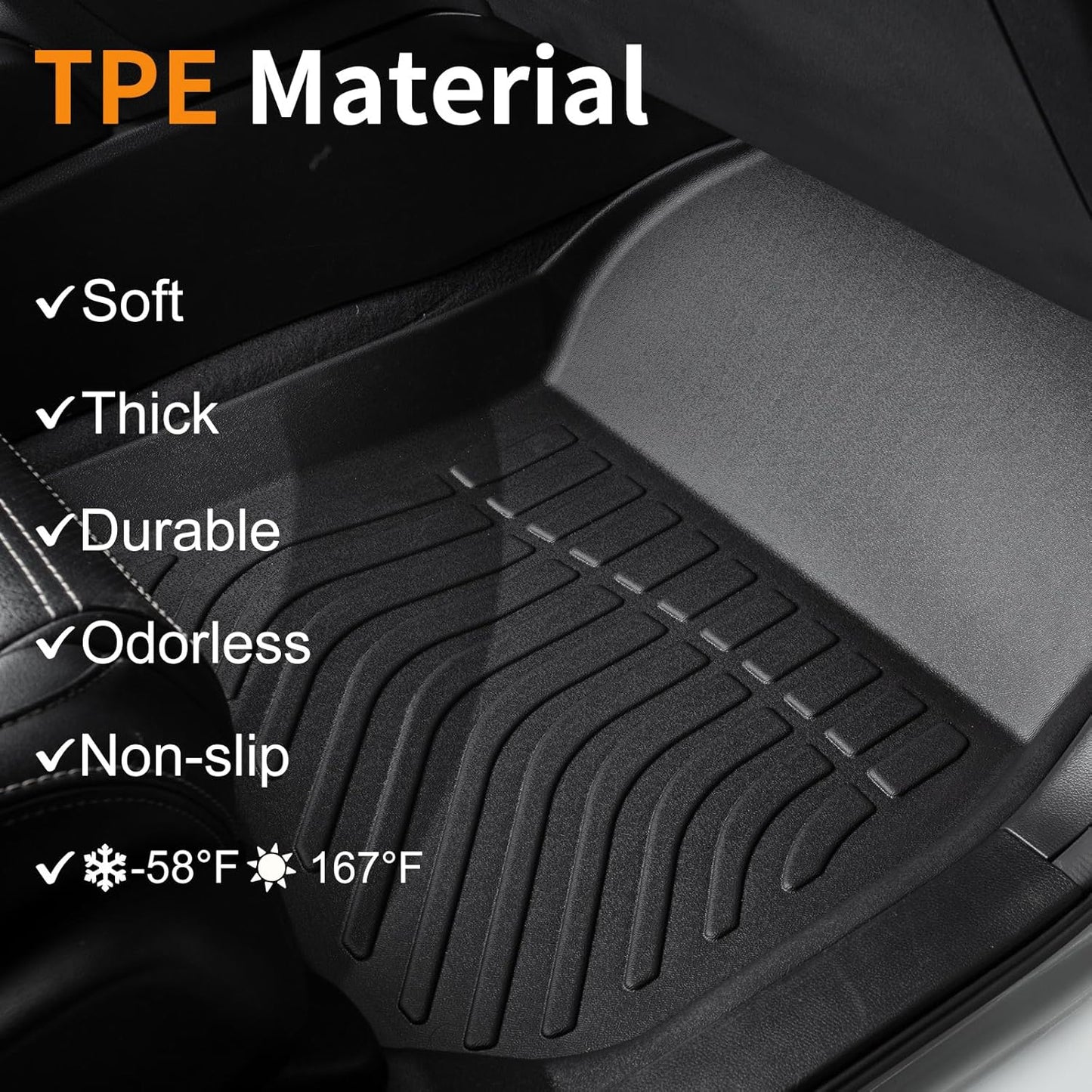 Binmotor-All Weather Floor Mats Cargo Liner for Toyota RAV4 2019-2024 2025(Only Gas Modesl), Heavy Duty Car Trunk Mat Floor Liners for RAV4 Accessories-Black