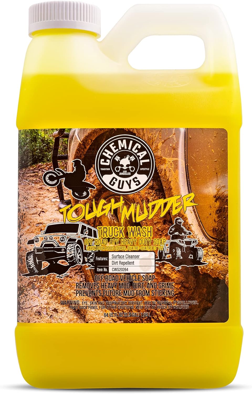 Chemical Guys CWS20264 Tough Mudder Foaming Truck, Off Road, ATV and RV Heavy Duty Wash Soap,(Works with Foam Cannons, Foam Guns or Bucket Washes), 64 fl oz (Half Gallon), Lemon Scent