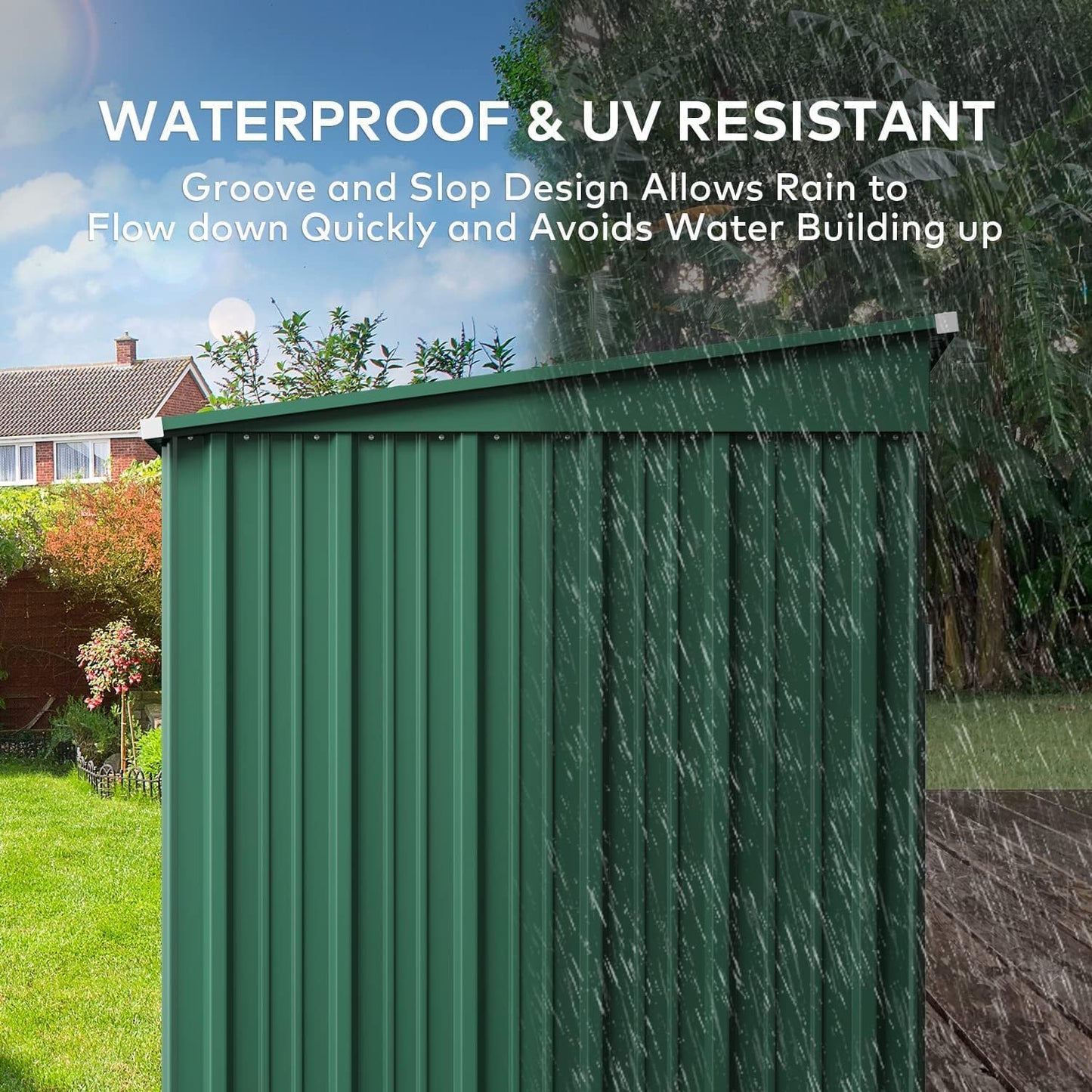 Gizoon 6' x 4' Outdoor Storage Shed with Double Lockable Doors, Anti-Corrosion Metal Garden Shed, Waterproof Shed Outdoor Storage Clearance for Backyard Patio Lawn-Green