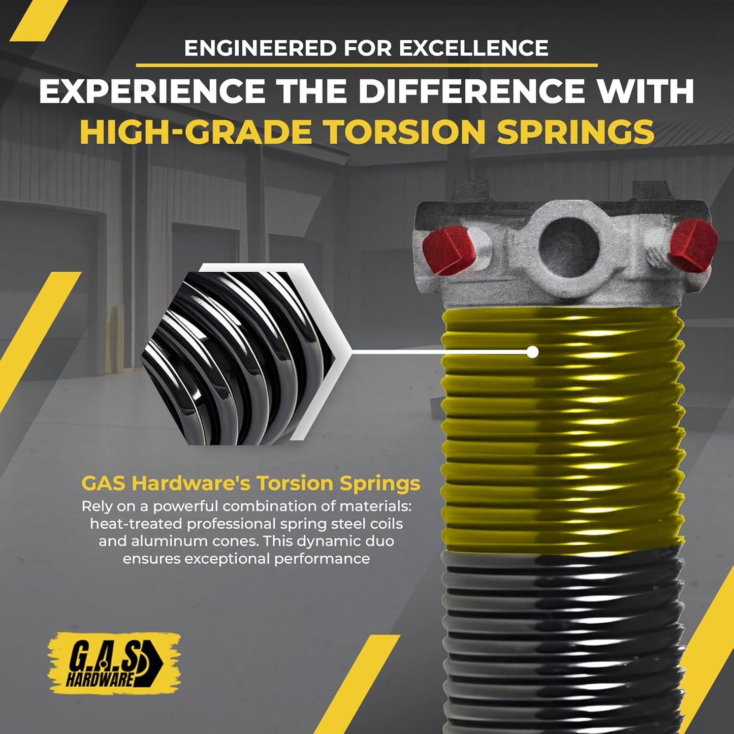 Garage Door Torsion Spring 250x2x26 Torsion Spring for Right Side of Garage Door with 1" Steel Bearing, Gloves, and Winding Bars Precision E-Coating 5-Year Warranty Minimum 30,000 Cycles (Black Cone)