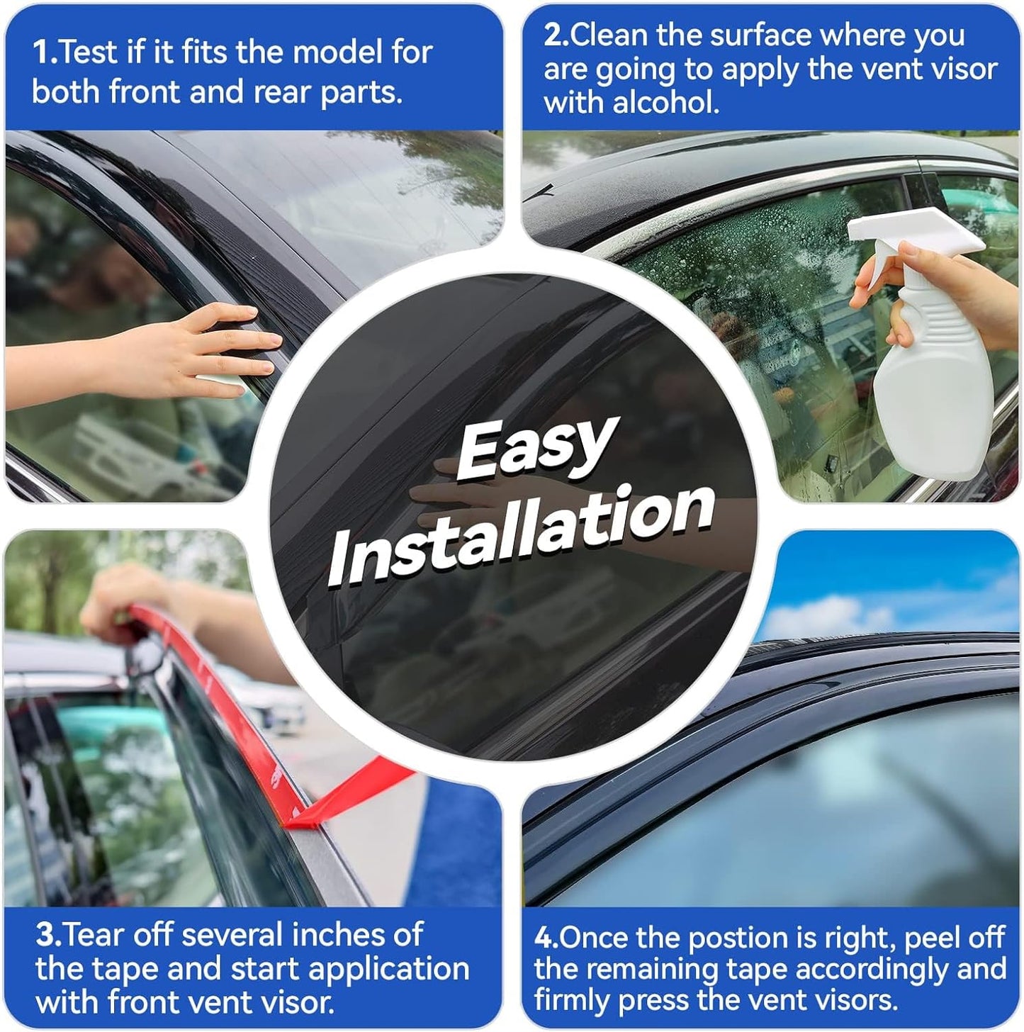 Window Visors Rain Guards for 2020-2025 Ford Escape, Out-Channel Window Vent Wind Deflectors Visors Shades for 20-25 Escape(Not for Active)