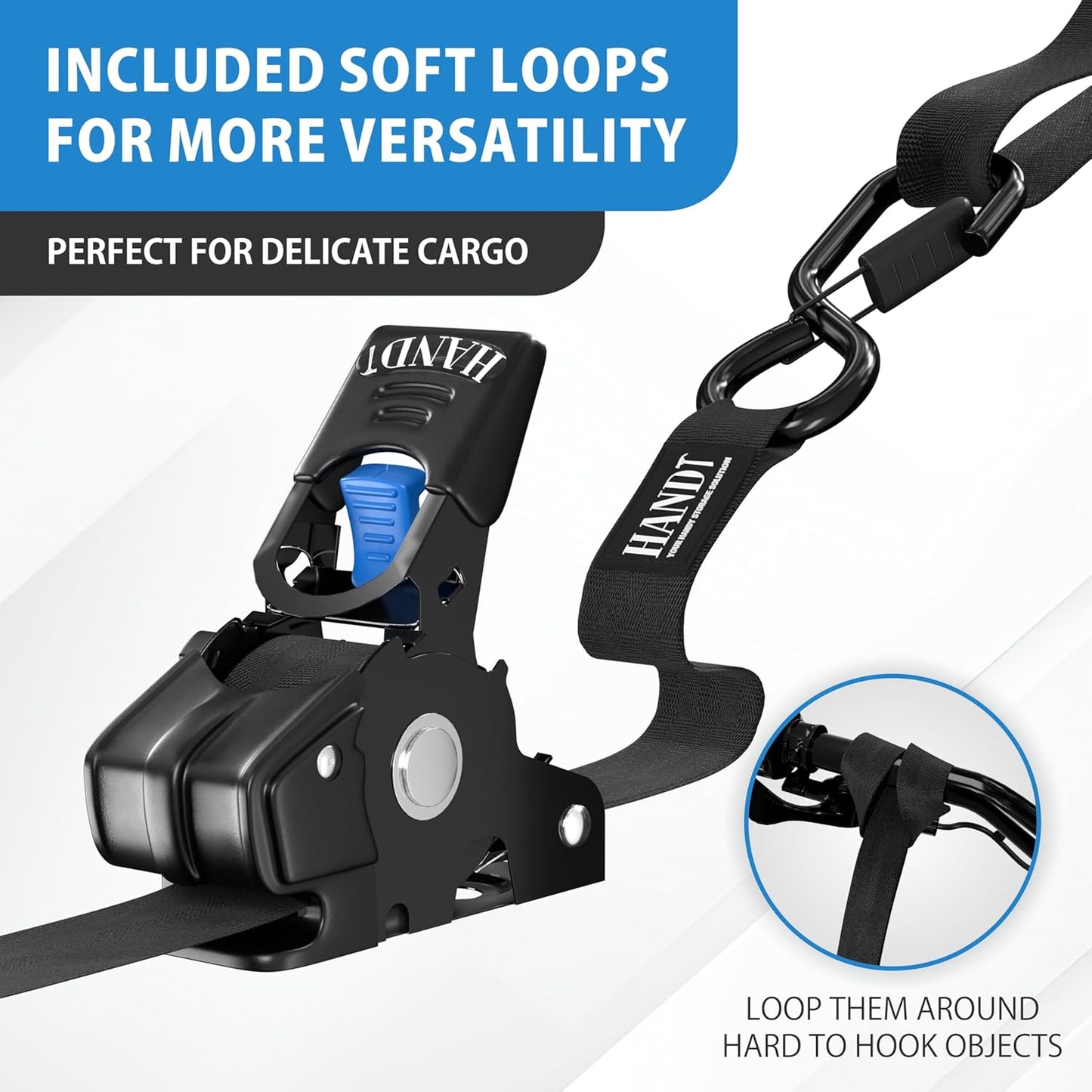 HandT USA Based Retractable Ratchet Straps (2PK) 1in x 6ft - 1,500lb Break Strength, Heavy Duty Automatic Ratchet Straps Self Retractable Tie Down, Push Button Retracting Truck Trailer Cargo | Black