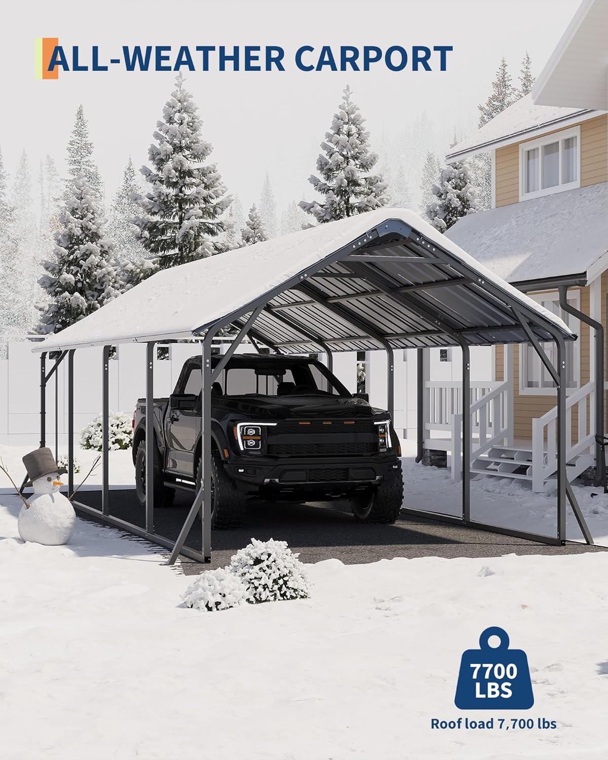 11'x20'x9' Vertical Roof Metal Carport, Heavy Duty Steel Car Ports for All-Weather, for Full-Size Pickup Trucks, Boats, and Tractors