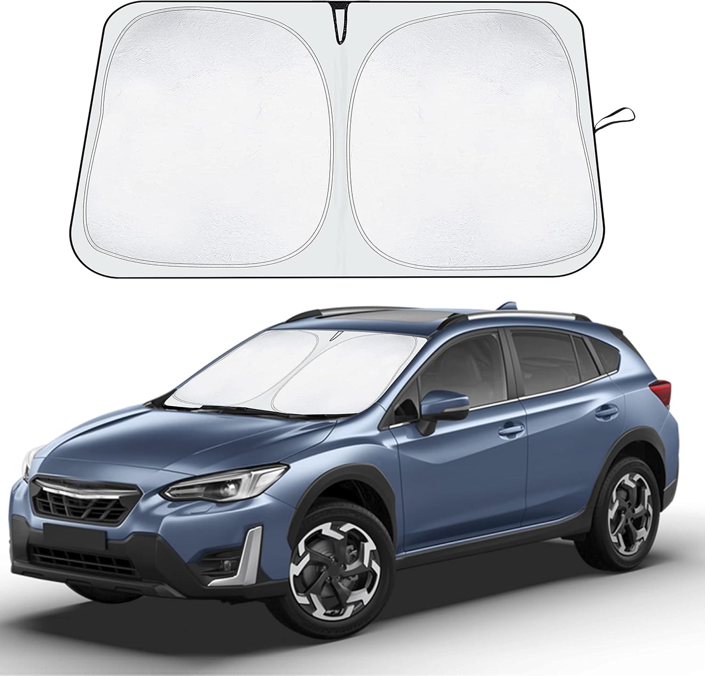 EcoNour Windshield Sun Shade Compatible for Subaru Crosstrek - 2018 2019 2020 2021 2022 2023 2024 2025 | Dual Layered 240T Polyester Material Sun Cover for Car Windshield | Custom Fit UV Sun Visor