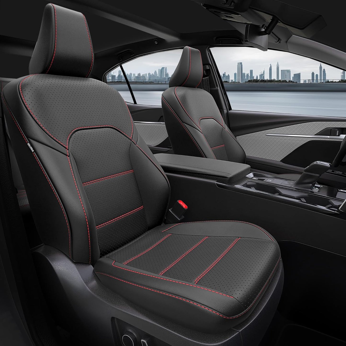 for Toyota Camry Seat Covers LE SE 2025 - Custom Fit Car Seat Covers Full Set, Leather Seat Covers for Cars, Waterproof Car Seat Cover, Black Red