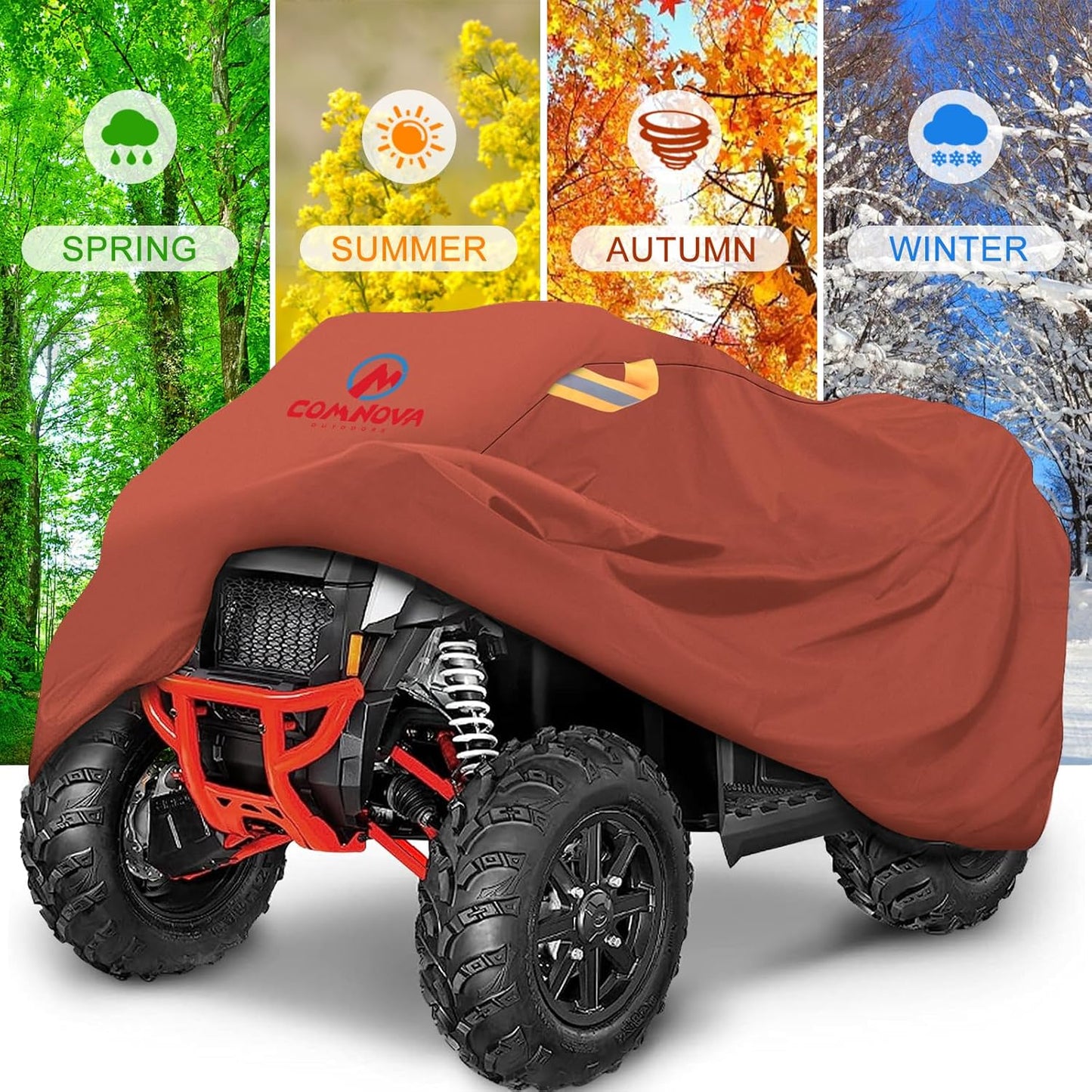 Comnova ATV Cover for 4 Wheelers - 88 Inch ATV Covers 600D Waterproof & Heavy Duty, Outdoor Four Wheeler Quad Cover All Weather Large for Polaris, Kawasaki, Arctic Cat, Honda, Yamaha and More