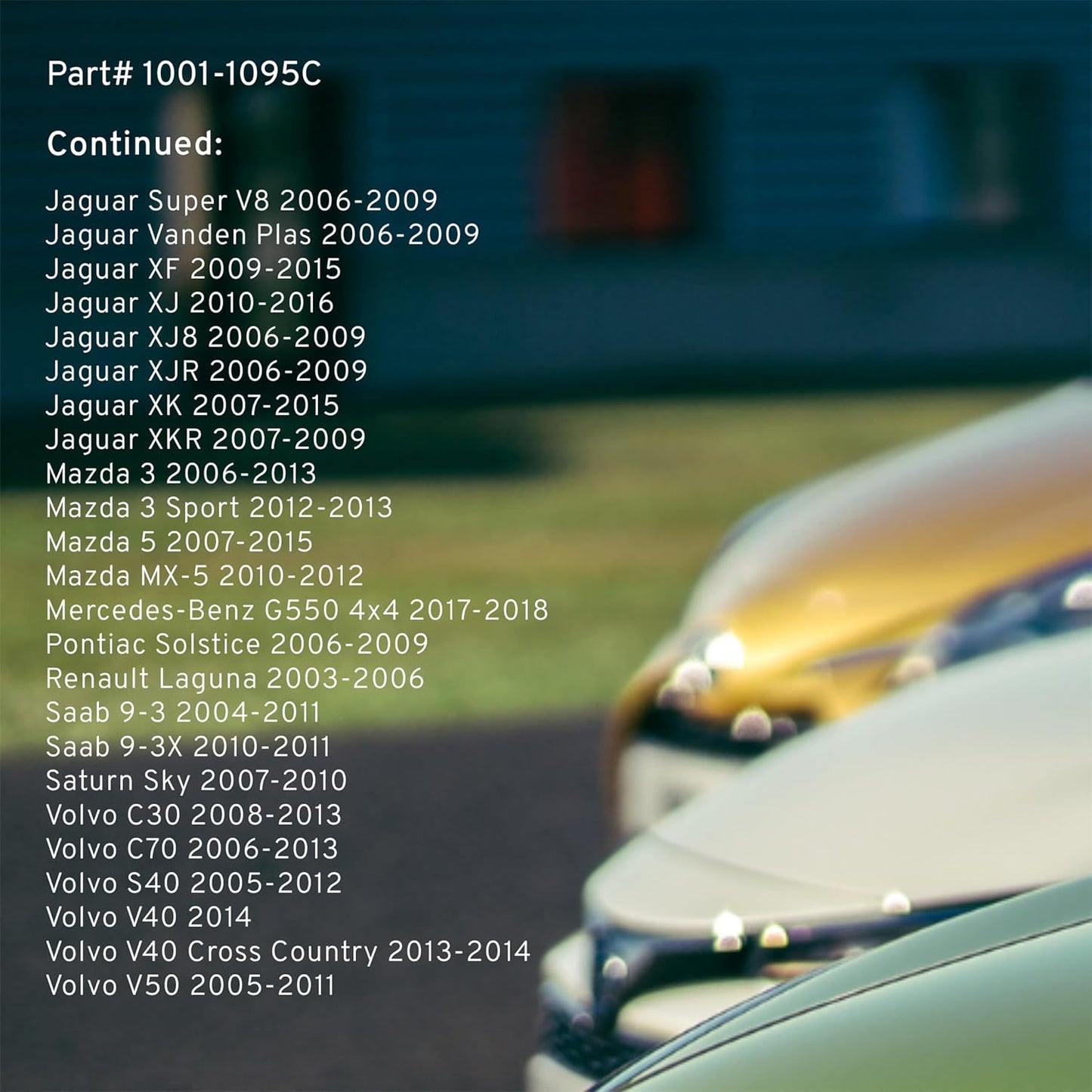 Premium Ceramic Rear Brake Pads (1001-1095C) Compatible with 2003-2023 Cadillac/Chevrolet/Ford/Jaguar/Mazda/Mercedes-Benz/Pontiac/Volvo (Escape/Focus/G550/MX-5/S40/Sky/S-Type & More)