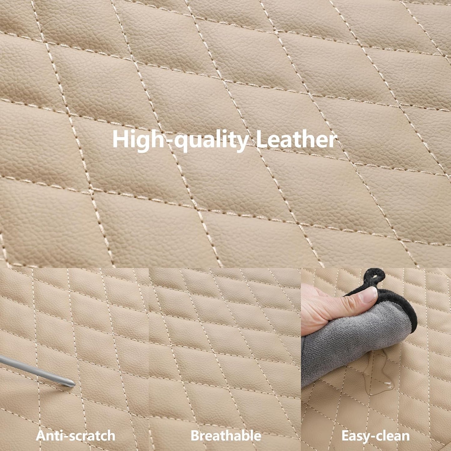 Car Seat Covers,Breathable and Waterproof Leather Seat Covers,Luxury PU Universal Fit Automotive Airbag Compatible for Most Cars Sedans SUV and Truck(2 Pieces,Front Seat,Beige,N1)