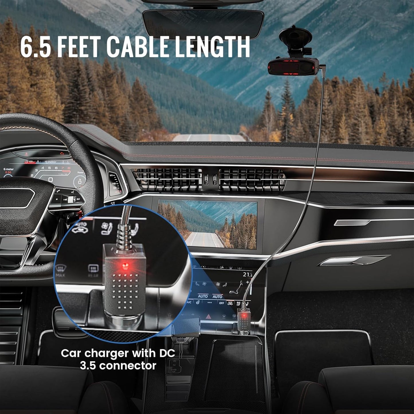 EWAY 12V Power Cord for Cobra Whistler Radar Detector 6.5ft, Replacement Car Charger Cigarette Cig Lighter Adapter DC3.5 Straight Power Charging Cable for 12-Volt Laser Speed Radar Detector ﻿