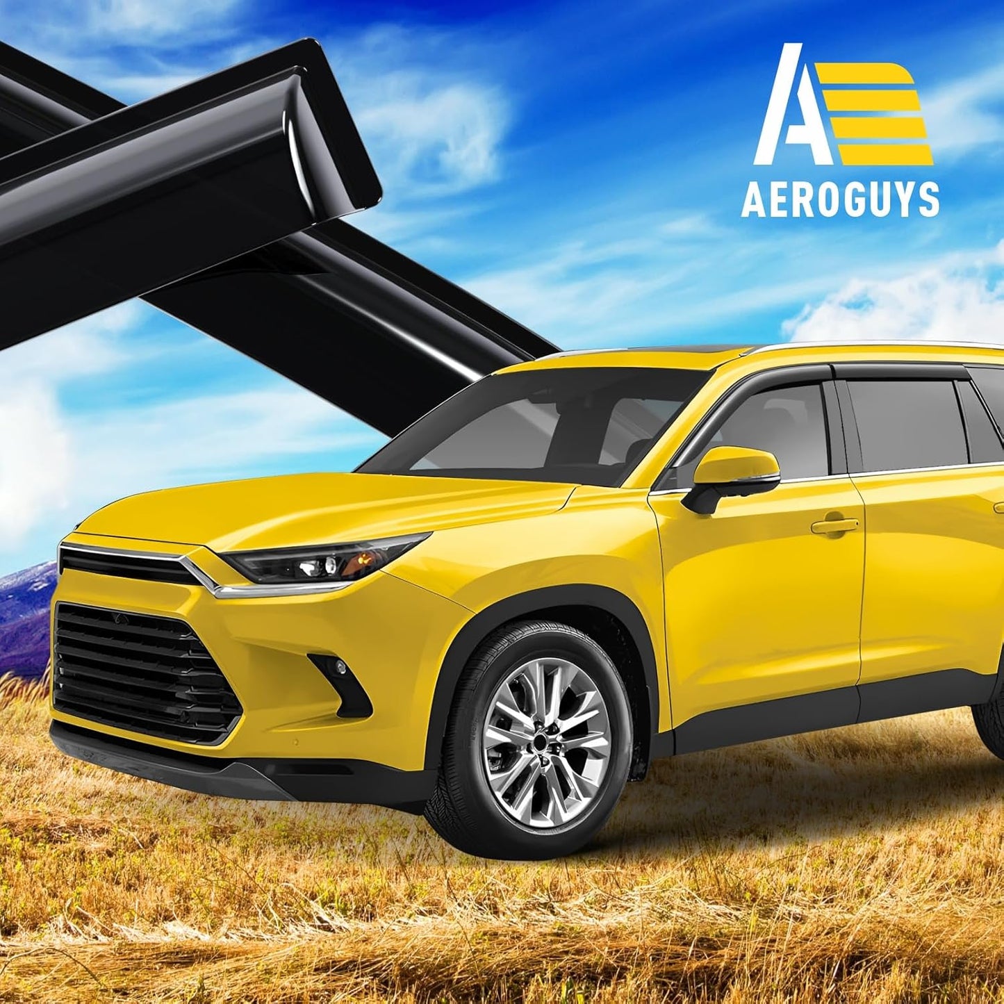 Extra Durable Window Deflectors Tape-On Window Visors Rain Guards Fit for Toyota Grand Highlander 2024-2025, Sun Visors, Wind Vent for Shades, Exterior Car Accessories - 4pcs. AG0879