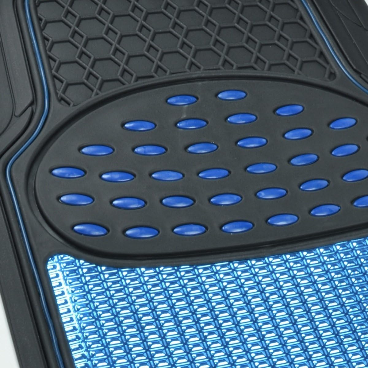 Blue All Weather Heavy Duty Universal Fit Car Floor Mats Interior Liners for Auto Van Truck SUV, Heavy Duty All Weather Protection