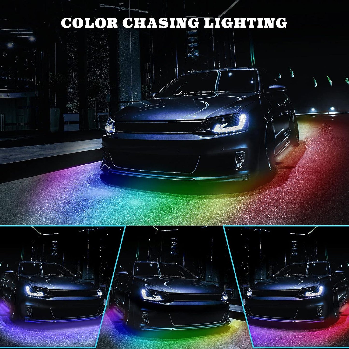 Car LED Underglow Lights - 6Pcs Car Underglow Neon Accent Strip Lights with Dream Color Chasing, APP Control 12V 300 LEDs Underbody Lights, Waterproof Underglow Led Light Kit for Cars, Trucks, Boats