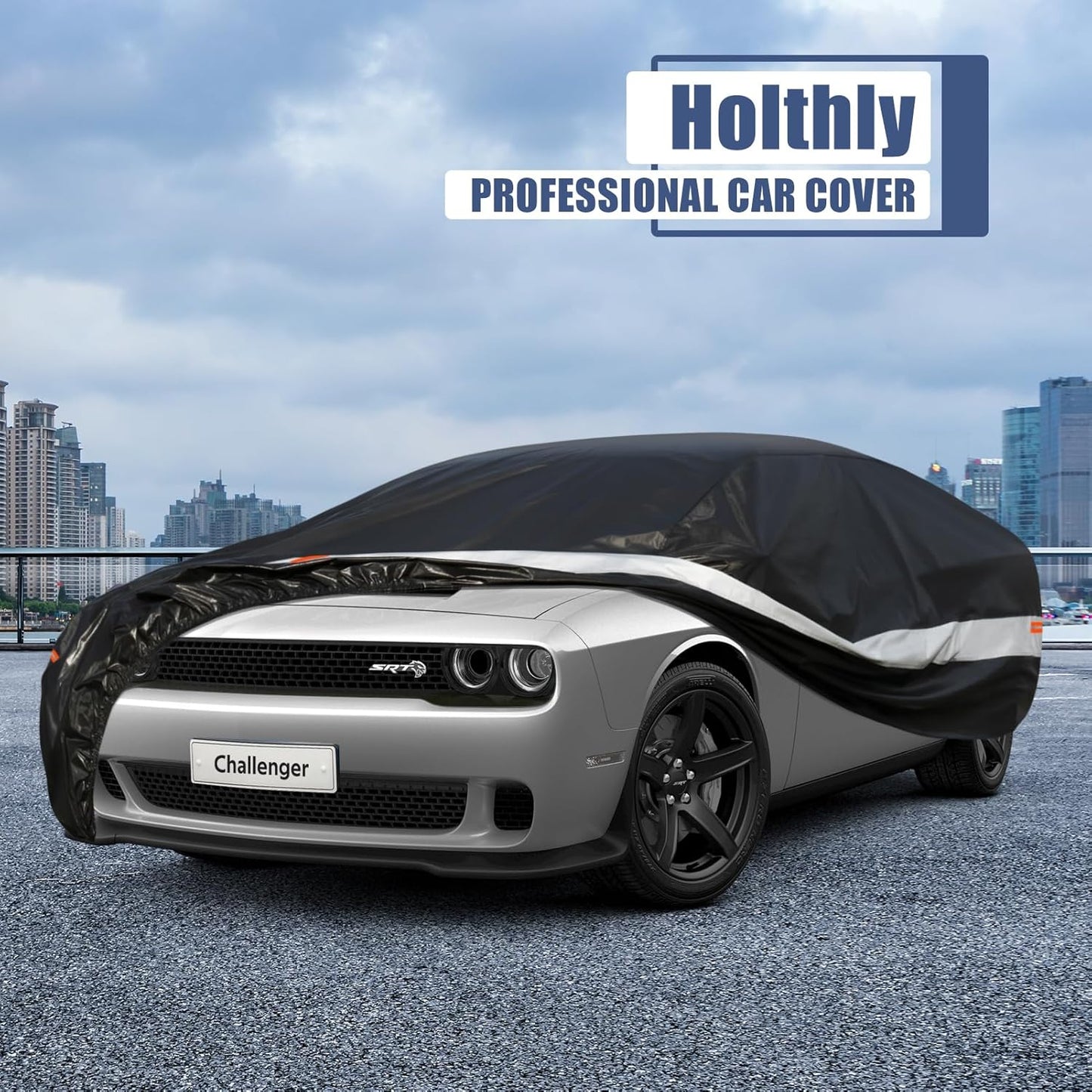 10 Layers Car Cover Custom Fit for Dodge Challenger SRT Hellcat Demon,Waterproof All Weather for Automobiles, Outdoor Full Cover Sun UV Rain Protection with Cotton.Black