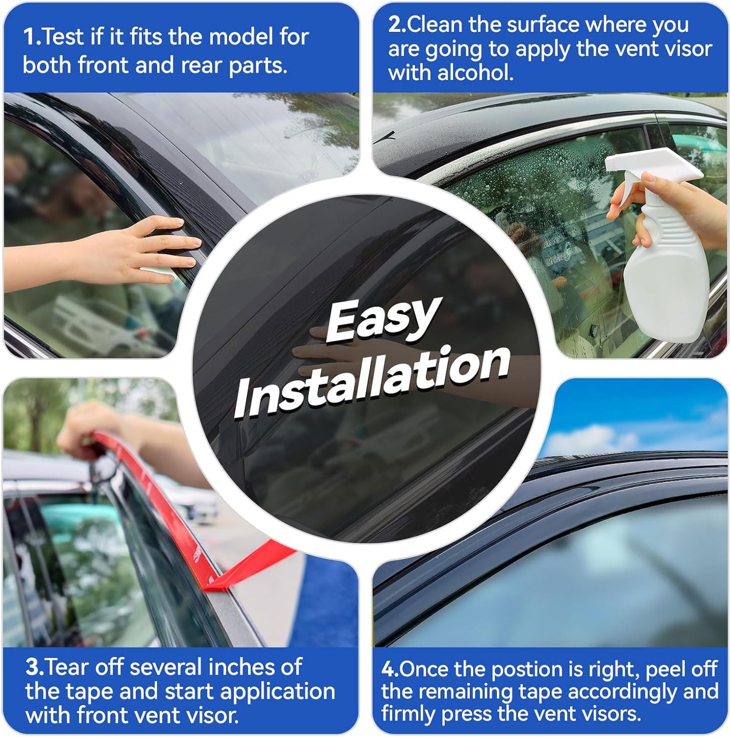 Window Visors Rain Guards Shield for 2012-2019 Nissan Versa Sedan, Out-Channel Window Vent Wind Deflectors Visors Shades for 12-19 Nissan Versa