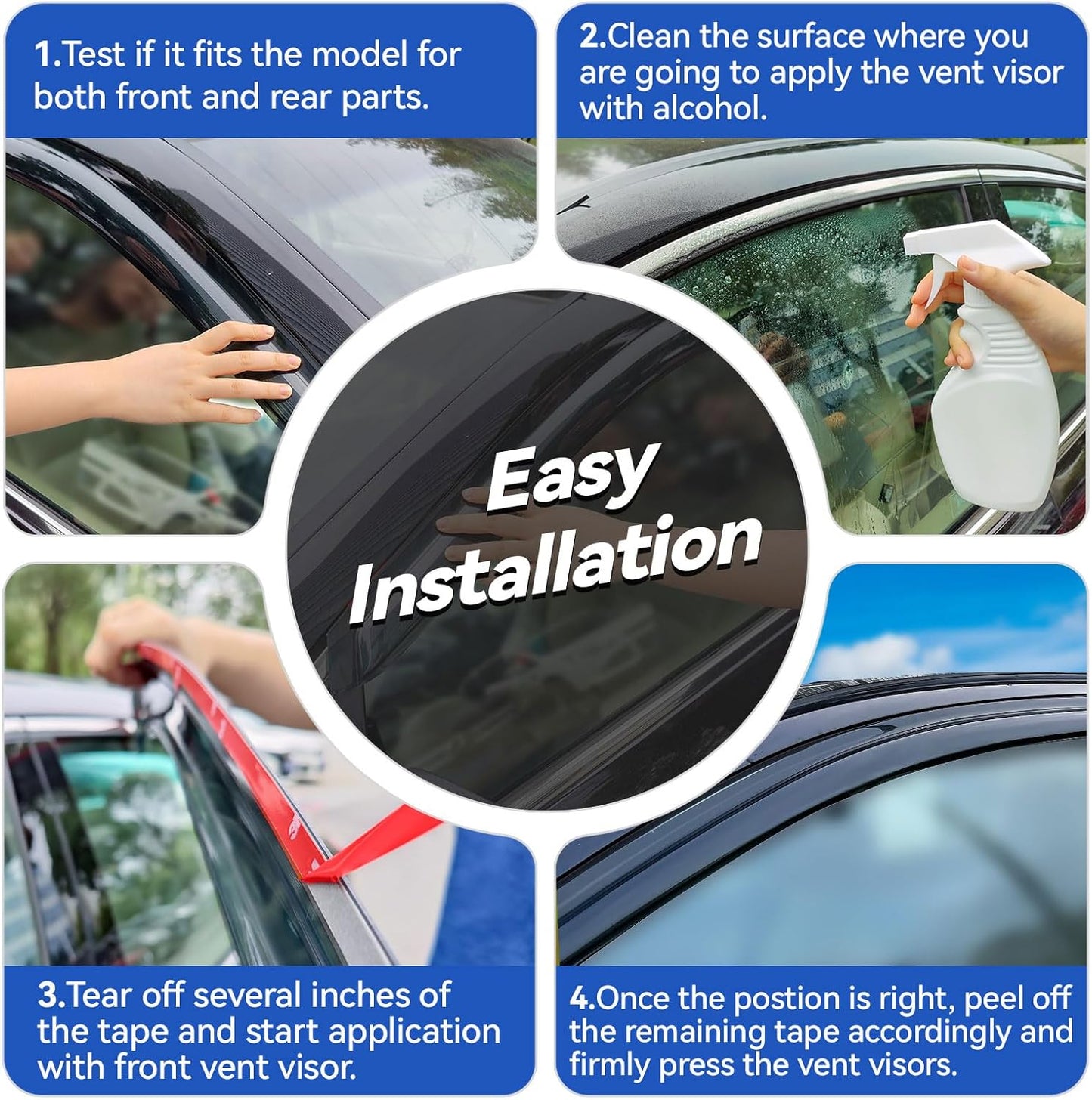 Window Visors Rain Guards for 1996 1997 1998 1999 2000 Toyota RAV4, Out-Channel Window Vent Wind Deflectors Visors Shades for 96 97 98 99 00 Toyota Rav4