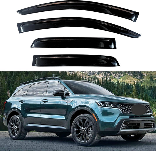 KPY Window Visor Compatible with Kia Sorento 2021-2024, 4PC Rain Guard Side Window Vent Deflectors Tape-On Style, 2021 2022 2023 2024