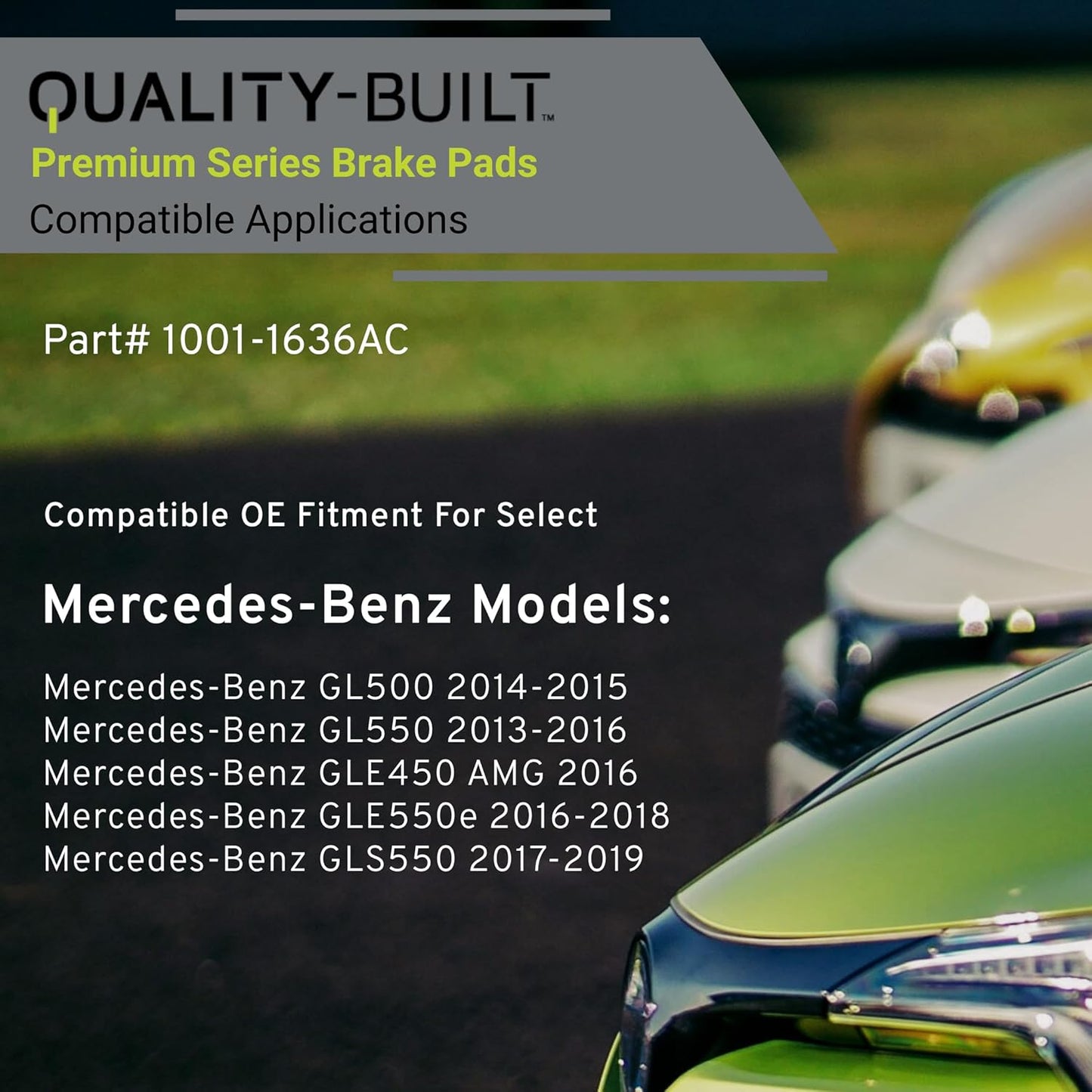 Premium Ceramic Front Brake Pads (1001-1636AC) Compatible with Mercedes-Benz GL500 2015-2014, GL550 2016-2013, GLE450 AMG 2016, GLE550e 2018-2016, GLS550 2019-2017