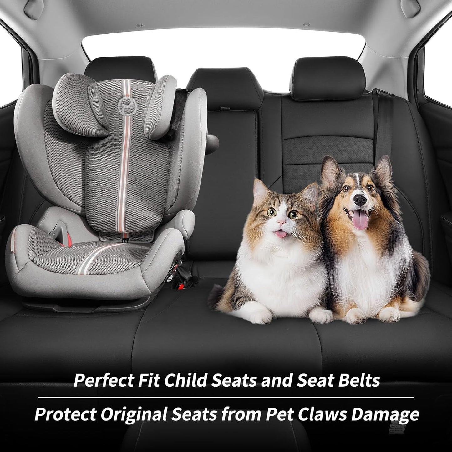 coverdream Leather Seat Covers Custom Fit for 2025 Toyota Camry (Hybrid) LE,SE,Fully Covered,Airbag Compatible Waterproof Car Seat Protector (Full Set,Black)