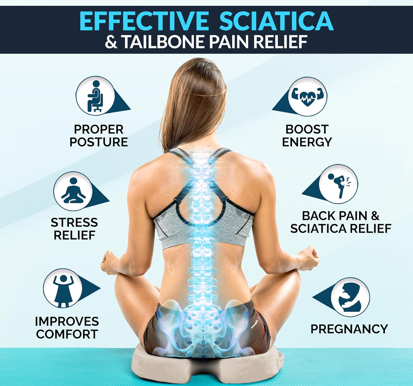 ComfiLife Premium Gel & Memory Foam Seat Cushion – Doctor Recommended Office Chair Cushion, Car Seat Cushion – Chair Cushions for Back & Sciatica Pain Relief – Seat Cushions for Office & Desk (Beige)