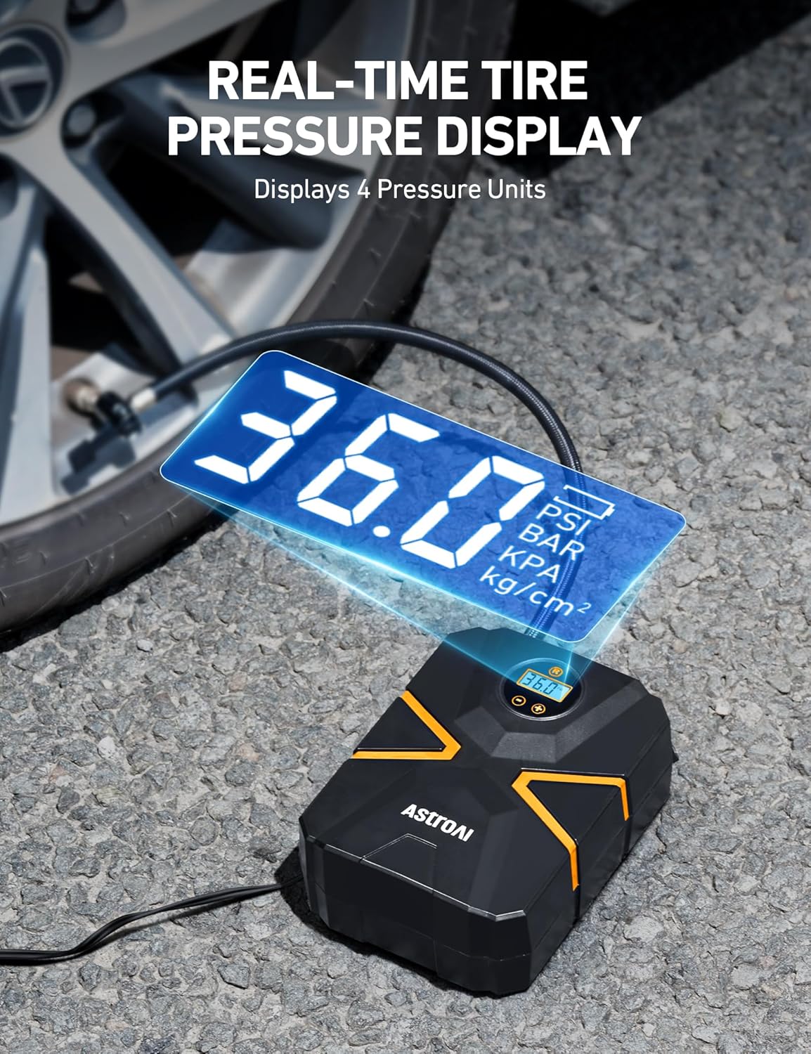 AstroAI S1 Tire Inflator Portable Air Compressor 12V DC, Digital Car Tire Pump 150 PSI, Preset Tire Pressure & Auto Shutoff, Electric Air Pump for Car Tires, Motorcycles, Bicycles, Other Inflatables