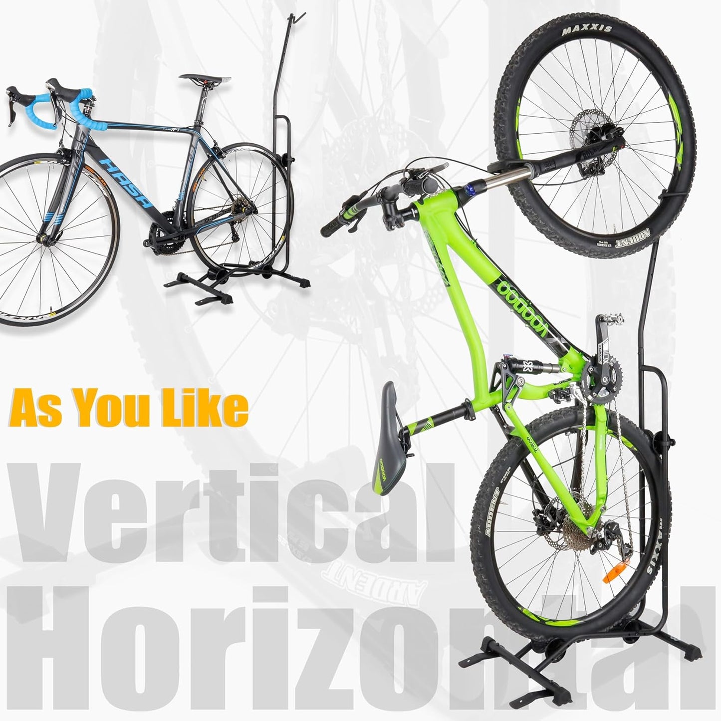 CyclingDeal Upright Bike Stand Floor - Vertical & Horizontal Bicycle Stand Bicycle Storage - Safe & Secure Bike Storage Rack - for Wheels Sizes up to 29" - Bike Rack Garage Bicycle Rack - Classic