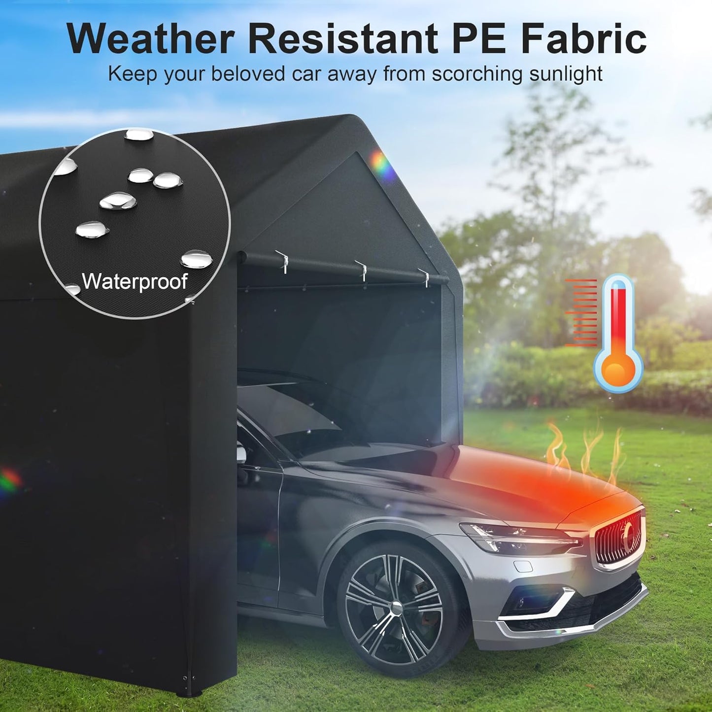 Carport 10x20 Heavy Duty Portable Garage w/Removable Sidewalls & Roll-Up Door Car Canopy Party Tents Waterproof UV Resistant All Weather Car Port for Trucks,Boats (Black)