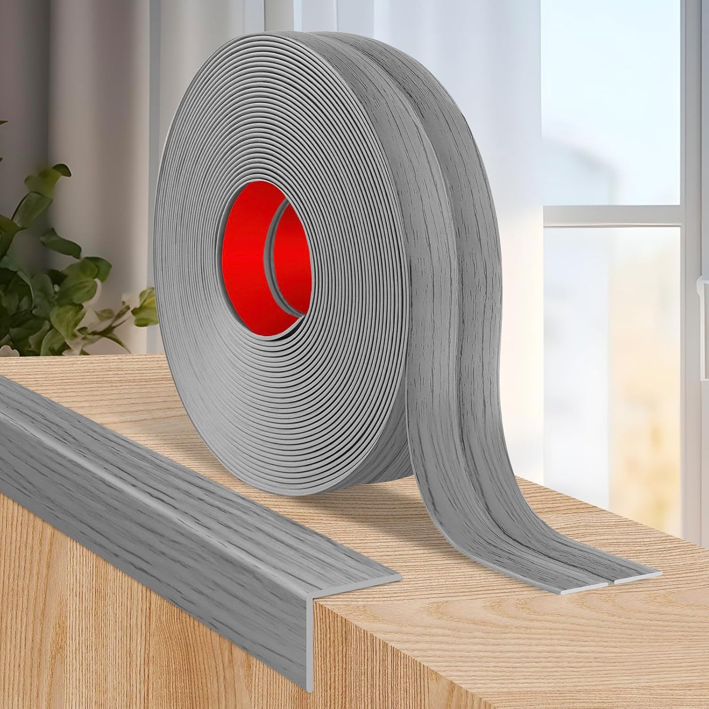 Flexible Wall Corner Protector Moulding Trim Peel and Stick Wall Corner Guards Edge Protector Self Adhesive Molding Trim Strip for Edge Ceiling (Light Gray Wood Grain, 2.4 in x 10 Ft)
