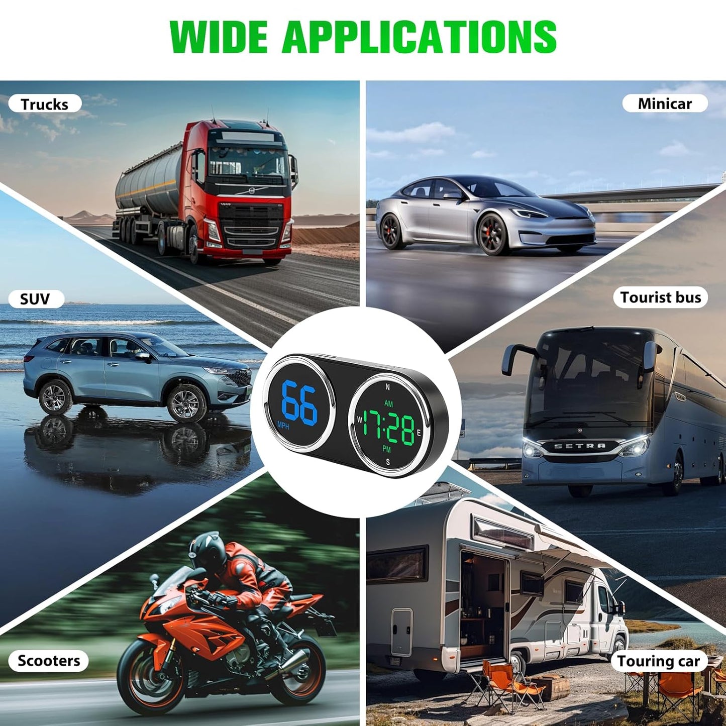 GPS Digital Speedometer for Car MPH, Universal HUD Speed Meter with LED Large Font, Plug Play for Car Truck Motor SUV Golf Cart All Vehicles (Colorful MPH KM/H Speedometer)