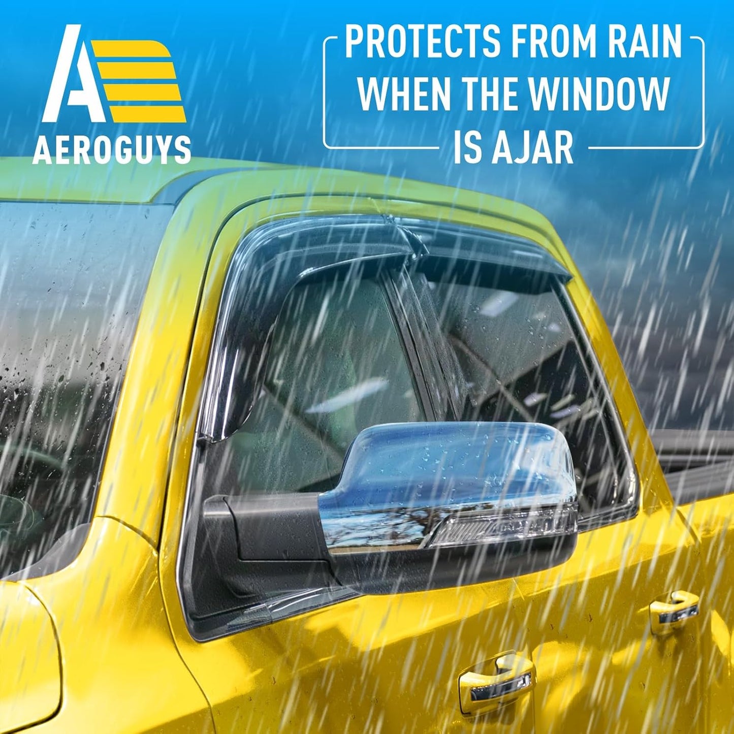 Extra Durable Window Deflectors Chrome Trim Tape-On Window Visors Rain Guards Fit for Dodge Ram 1500 2019-2025 Crew Cab, Sun Visors, Wind Vent for Shades, Exterior Car Accessories - 4pcs. AG0178