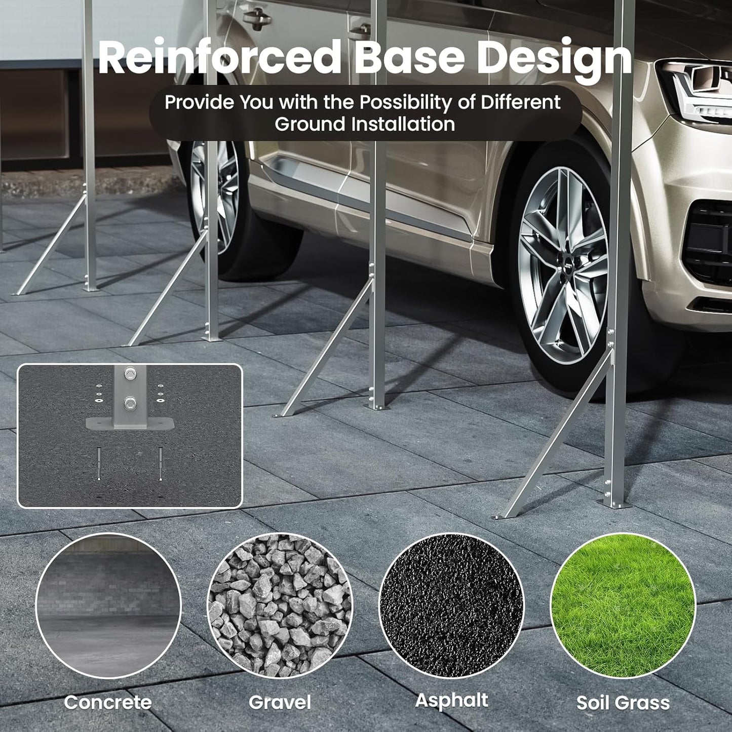 10x15' Heavy Duty Metal Carport – Sturdy Structure, All-Weather Protection, Easy Assembly for Cars, Trucks, Boats, Tractors, and Outdoor Storage (White, 10x15FT)