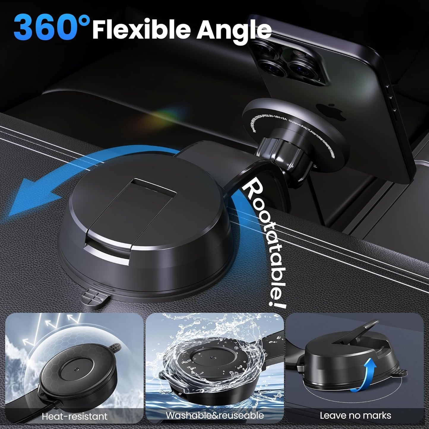 Qi2-Certified 15W Wireless Car Charger Mount [2X Faster Charging Speed] for MagSafe Car Mount Charger Magnetic Car Charger for iPhone 16/15/14/13/12 Pro Max/Mini and Others Smartphone