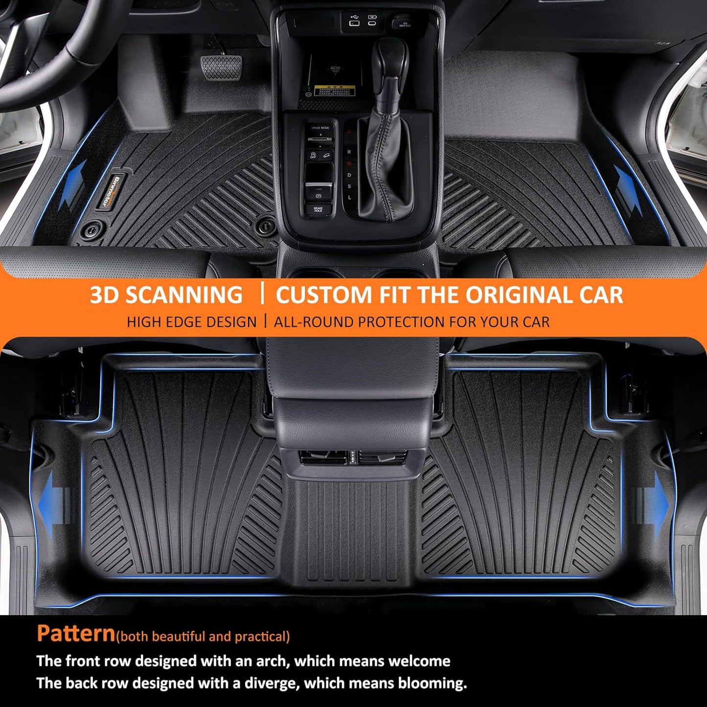 Binmotor-All Weather Floor Mats & Cargo Liner for Dodge Charger AWD 2011-2023/2011-2023 Chrysler 300 AWD, Heavy Duty Floor Liners, Charger Car Trunk Cargo Mat, Trunk Liner 3D Car Mats
