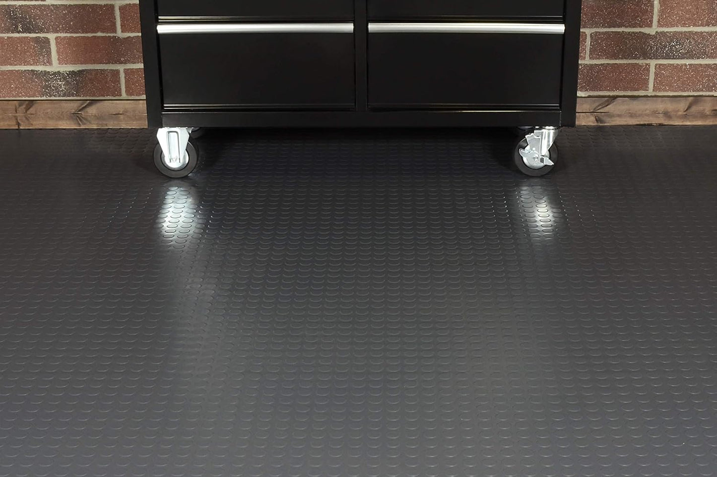 G-Floor Seamless Sheet Vinyl Shed Flooring Cover with Bonded Fibrous Backing - Coin Pattern (8' x 16', Slate Grey)