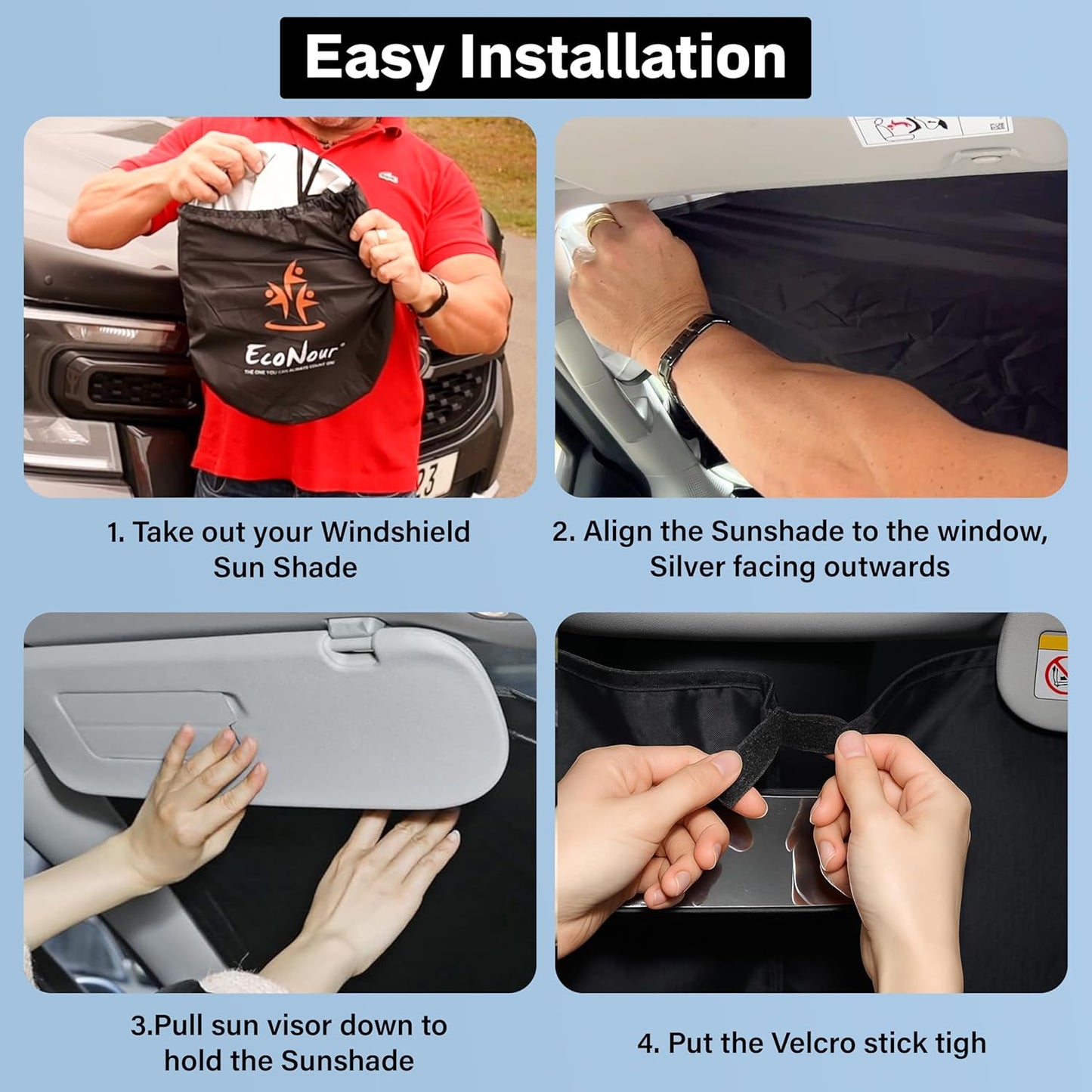 EcoNour Windshield Sun Shade Compatible for BMW X5 (2019–2025) | Custom Fit Front Window Shade for Midsize Luxury SUV | 4-Layer, 240T Sunshade Accessories | UV & Heat Blocker for X5 Windshield