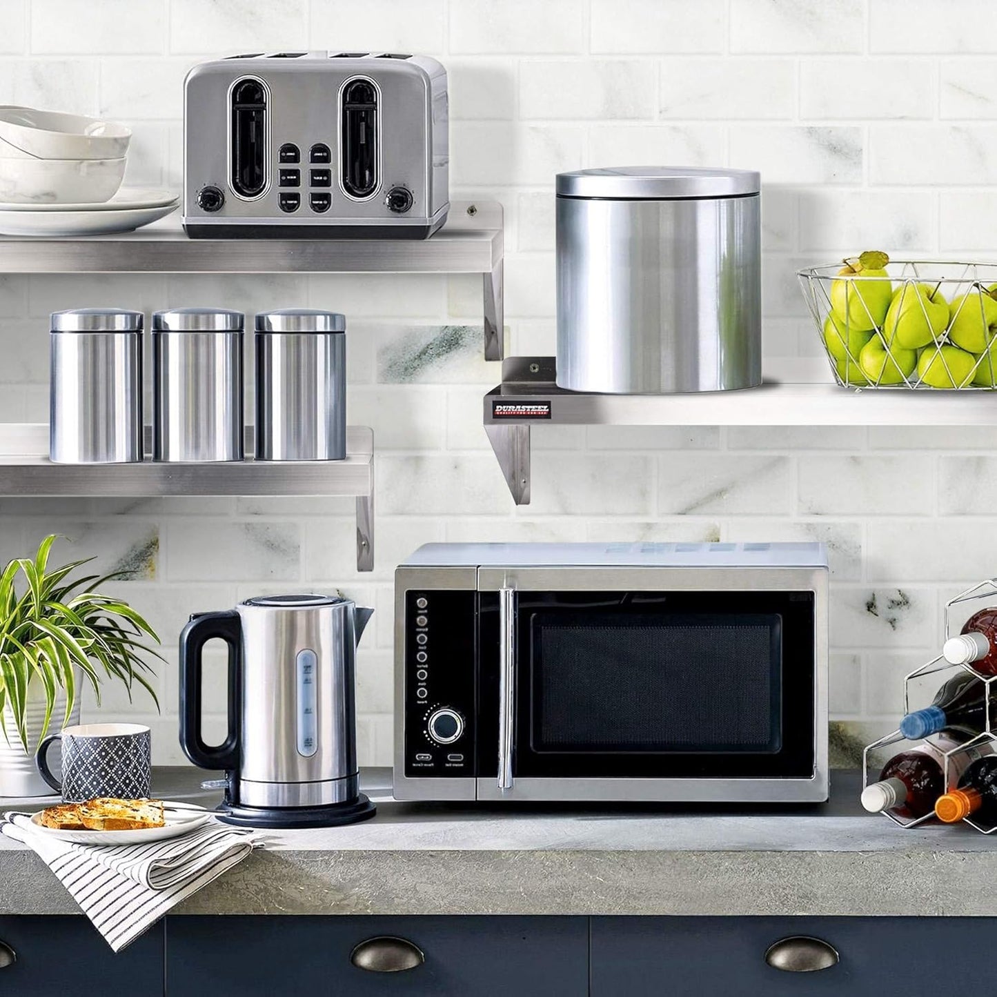 DuraSteel Stainless Steel Wall Shelf - 36" Wide x 12" Deep Commercial Grade - NSF Certified - Industrial Appliance Equipment (Restaurant, Bar, Home, Kitchen, Laundry, Garage and Utility Room)