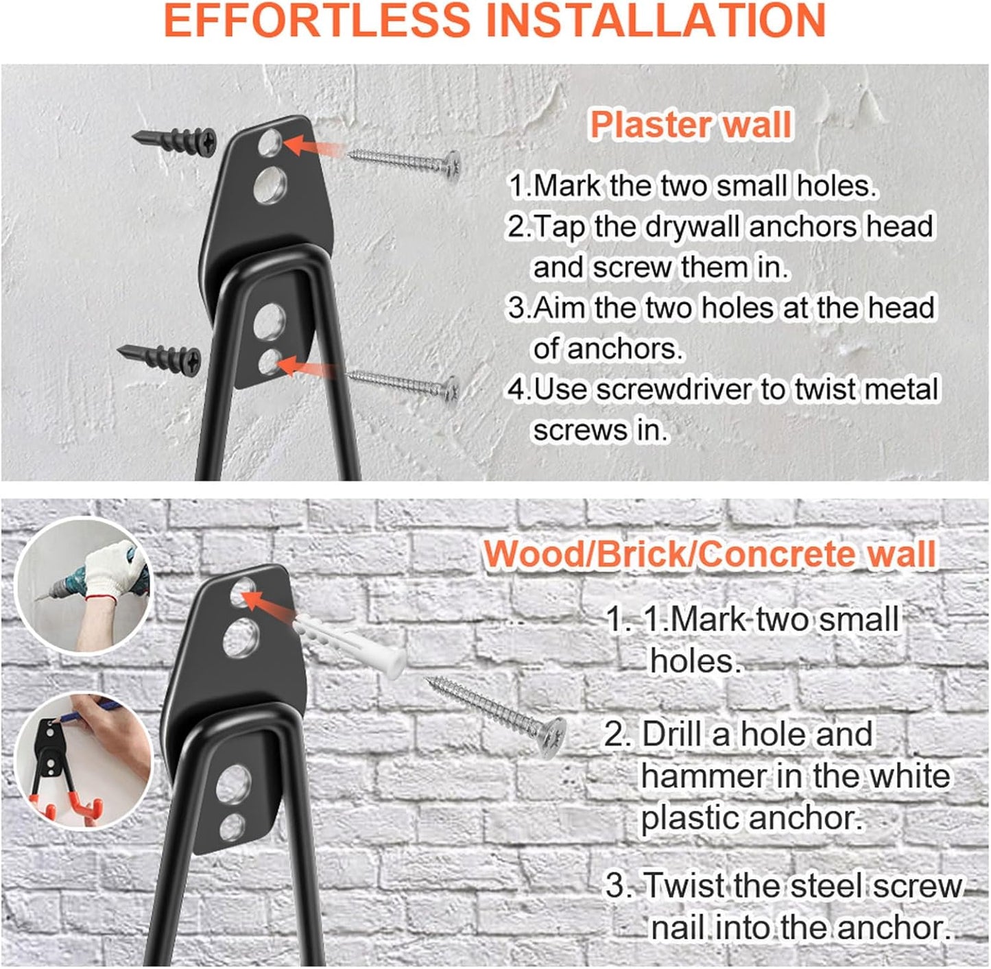 Garage Hooks Heavy Duty 14 Pack, Steel Garage Storage Hooks, Tool Hangers for Garage Wall Utility Wall Mount Garage Hooks and Hangers with Anti-slip Coating for Garden Tools, Ladders, Bulky Items