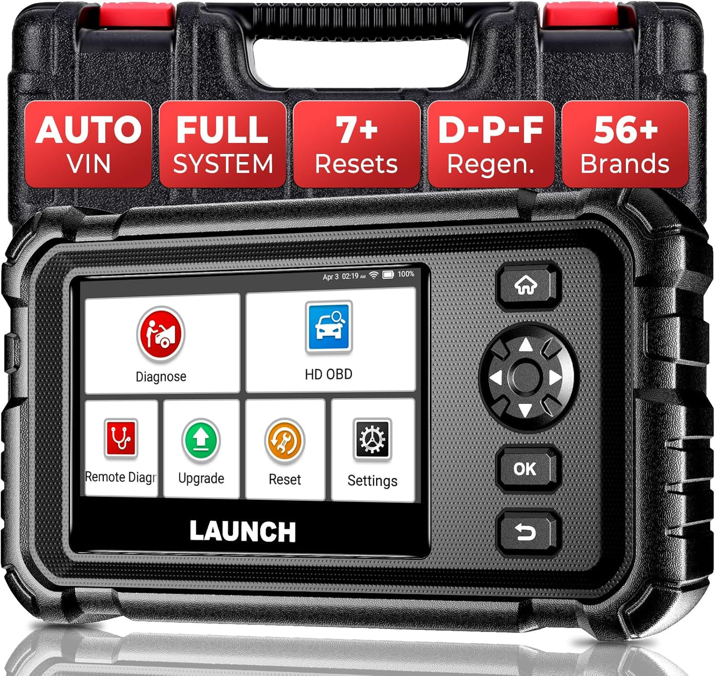 LAUNCH CRP129 HD Heavy Duty Truck Scanner, Full System Diesel Scanner with 7+ Resets, D.P.F Regen, Speed Limit Adjust, Oil Reset for Commercial Vehicles, Cummins, Detroit, Isuzu, Volvo&More