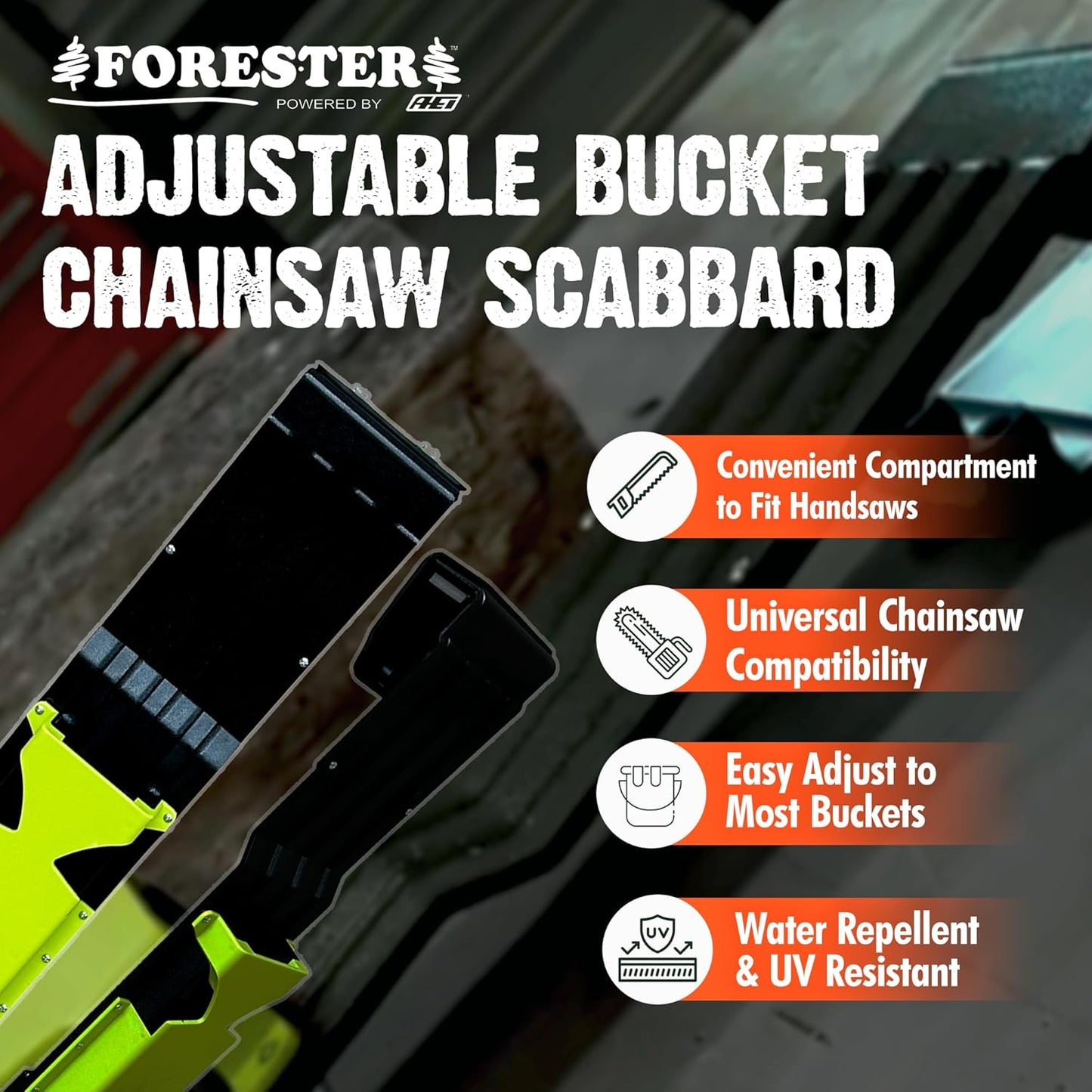 FORESTER Adjustable Bucket Chainsaw Scabbard with Handsaw Holder | Chainsaw Holder for Bucket Truck Accessories