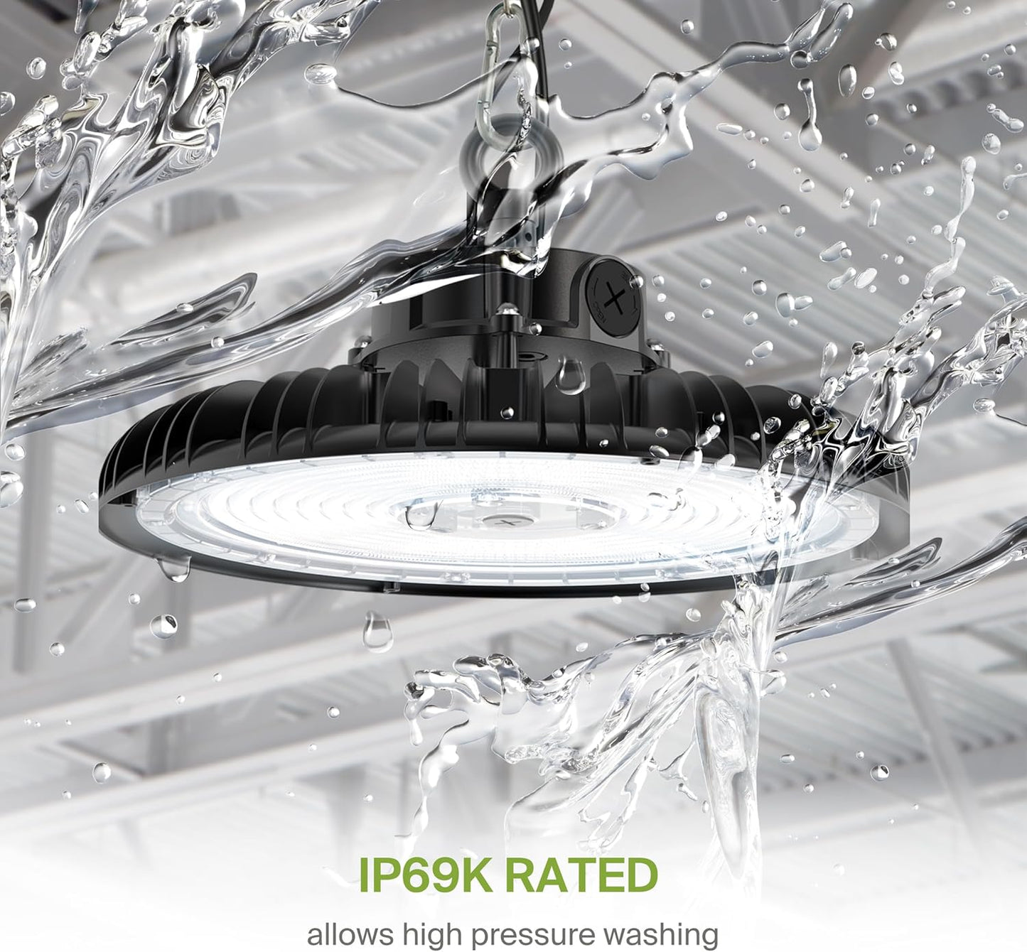 ASD LED High Bay UFO Light Fixture, Commercial Shop Lighting | Dimmable, IP69K Waterproof, DLC Premium, UL Listed | 240W 37000LM 5000K 100-277V | Warehouse, Garage, Workshop, Barn Lamp | Black