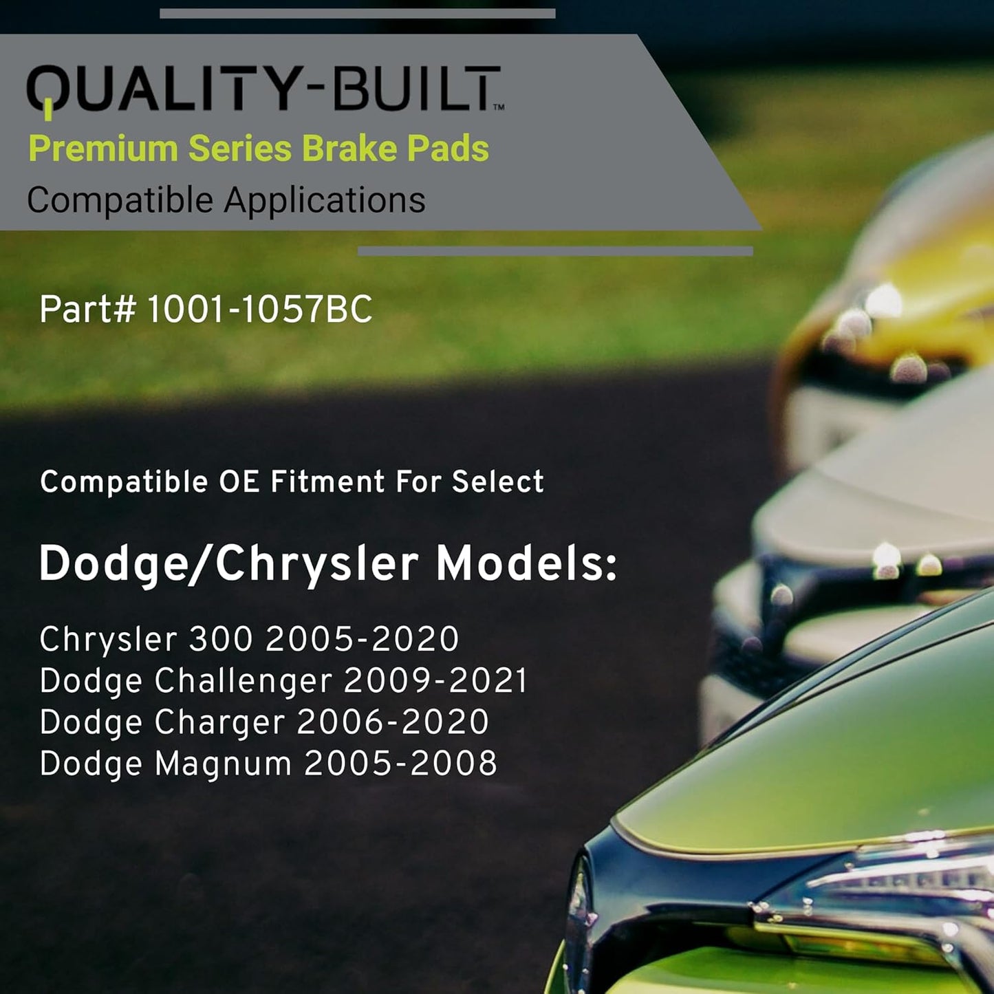 Premium Ceramic Rear Brake Pads (1001-1057BC) Compatible with Chrysler 300 2005-2020, Dodge Challenger 2009-2021, Dodge Charger 2006-2020, Dodge Magnum 2005-2008