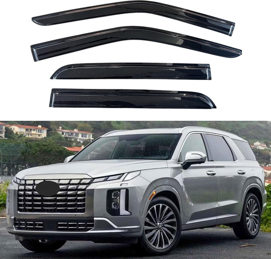 KPY Window Visor Compatible with Hyundai Palisade 2020-2024, 4PC Rain Guard Side Window Vent Deflectors Tape-On Mugen Style, 2020 2021 2022 2023 2024