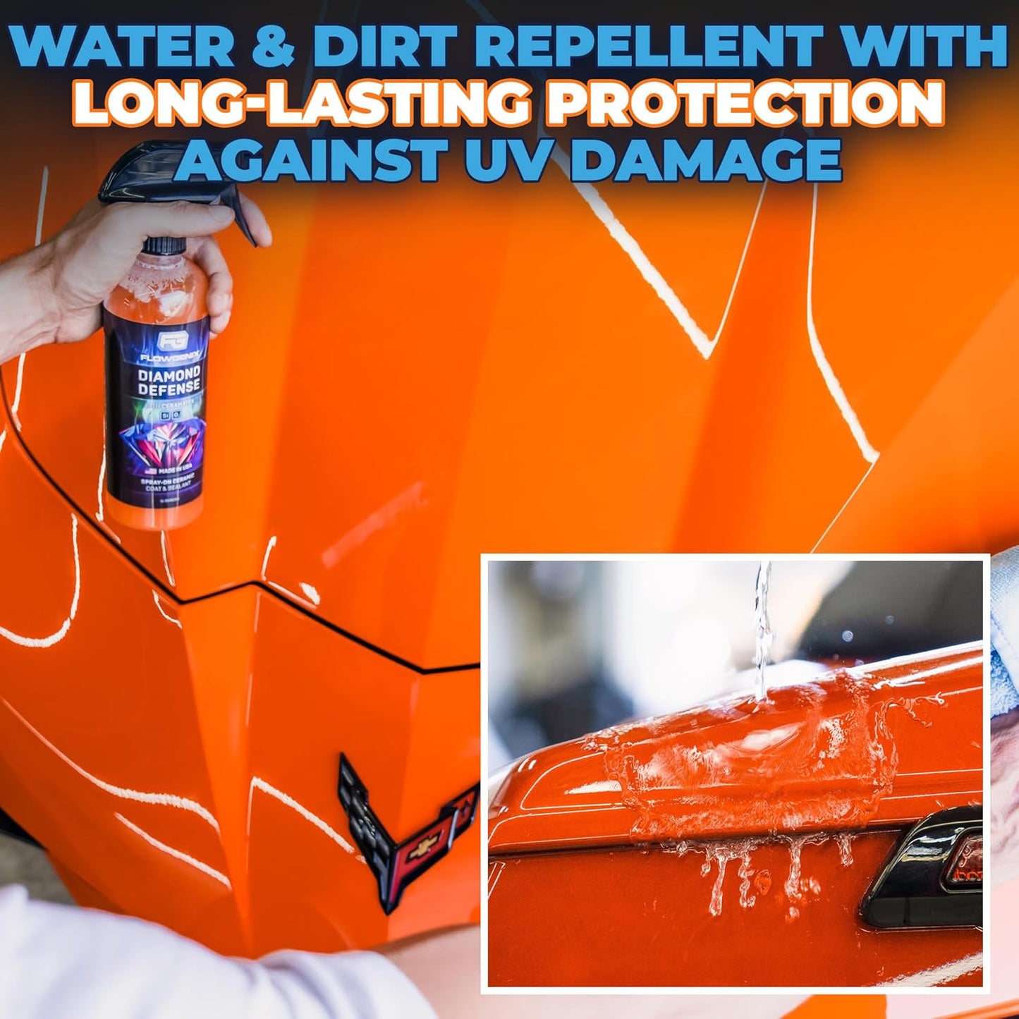 Ceramic Coating For Cars and Motorcycles Spray (8oz) - SiO2 Ceramic Wax & UV Protective Shield Detailing - Auto Wax Hydrophobic Detail Spray - Incl. 2 Microfiber Towels