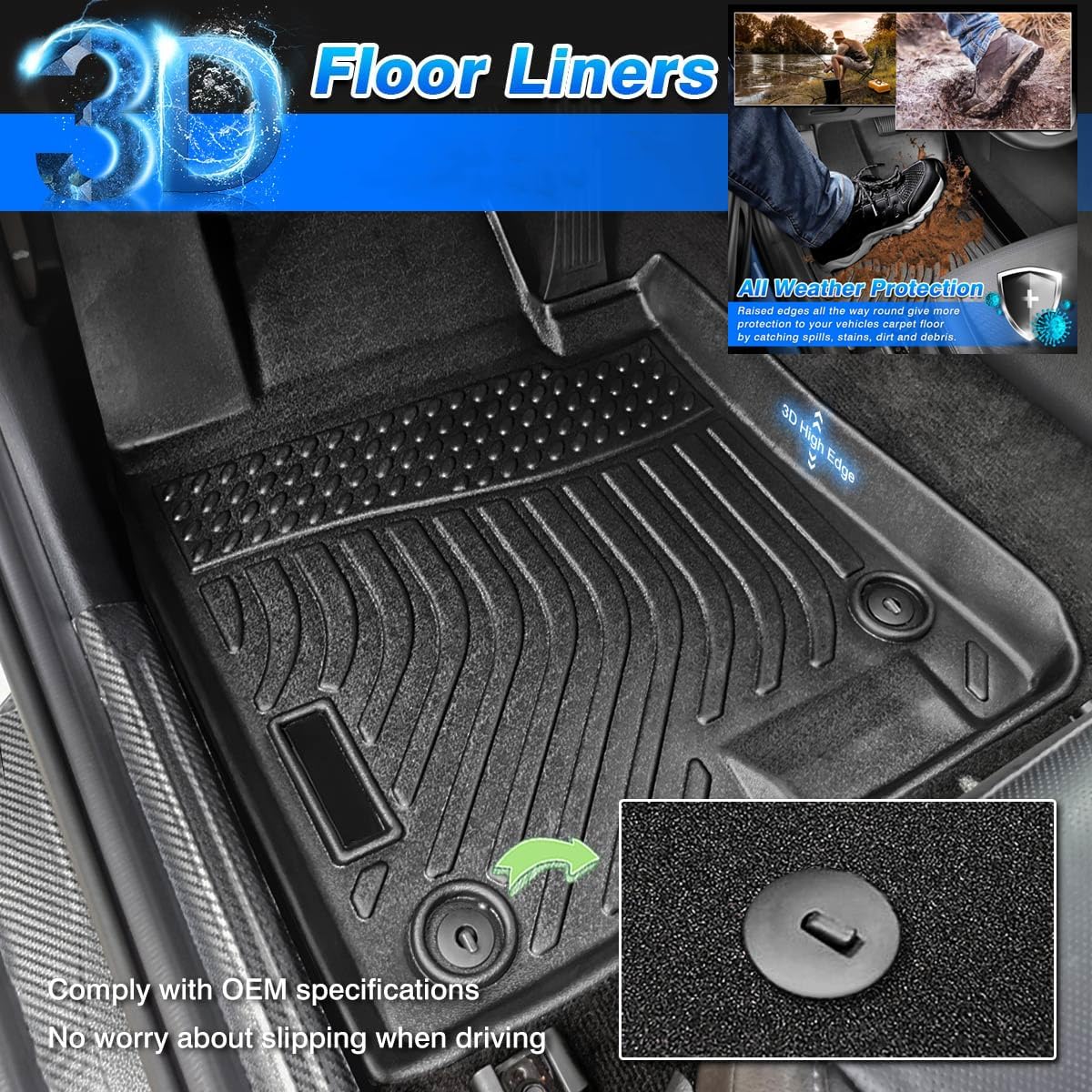 Cartist Floor Mats Compatible with Genesis G70 RWD 2019-2025 Accessories (Not fit AWD) All Weather Floor Liner 2 Rows Carpet Protection 3D TPE Odorless